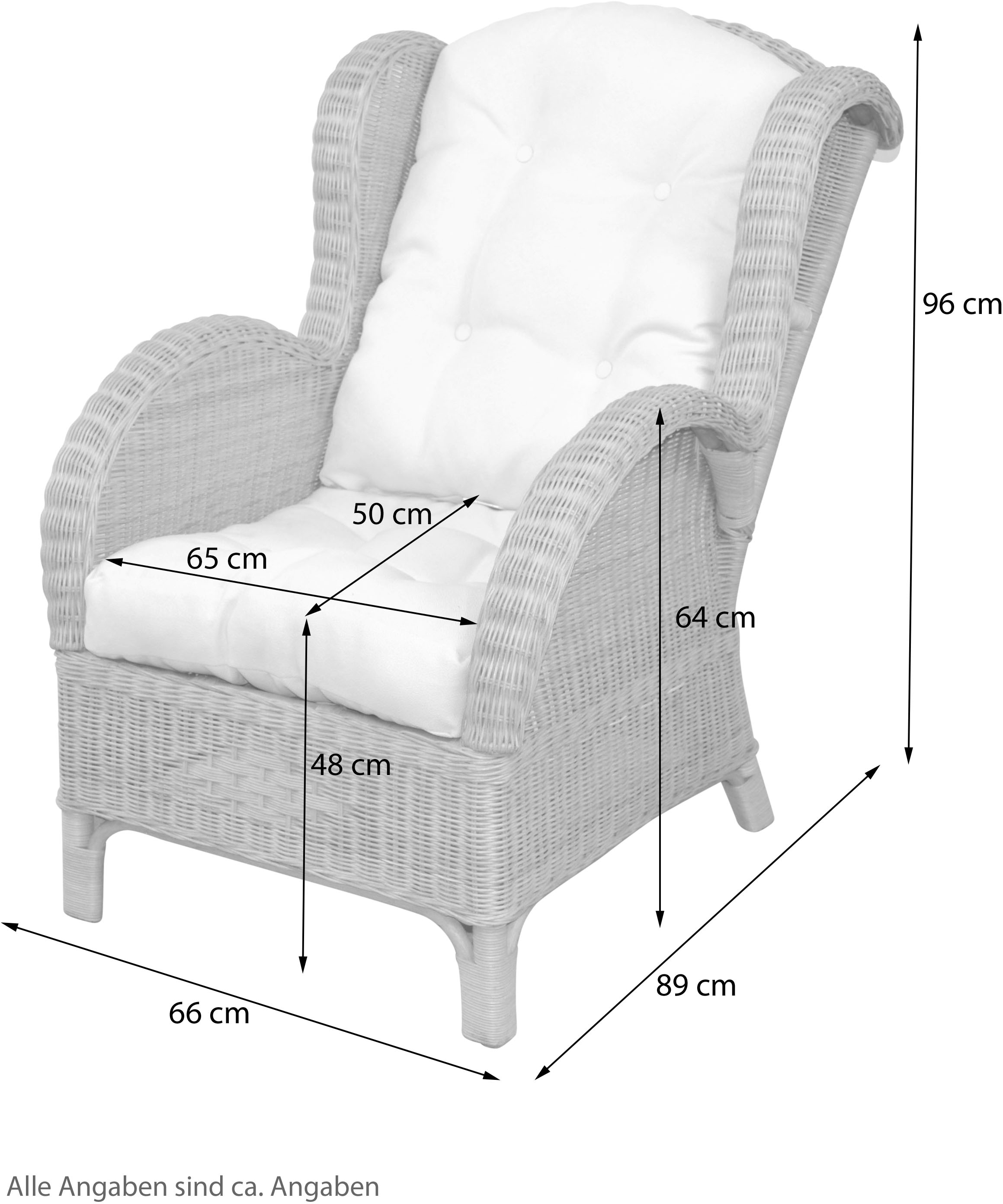 HOFMANN LIVING AND MORE Ohrensessel 1 Stk. tlg. Handgeflochten