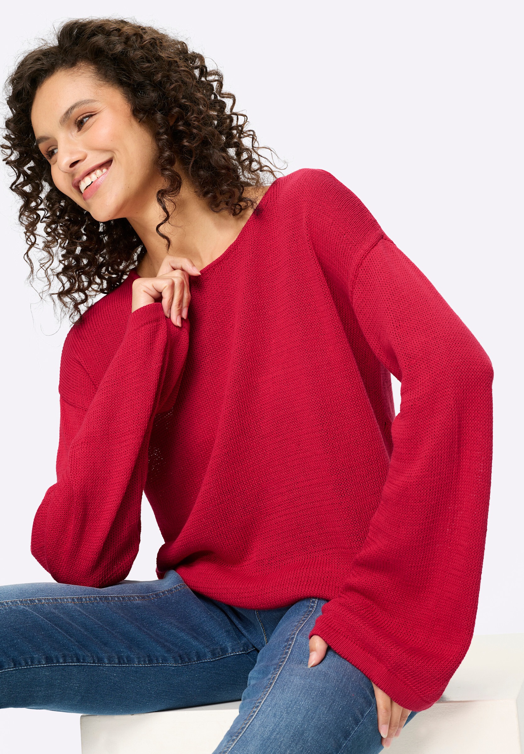 heine Strickpullover »Pullover Langarm-Pullover mit Trompetenärmeln«