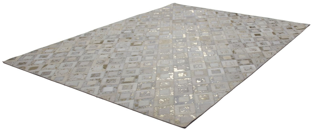 Kayoom Teppich »Spark 110«, rechteckig, 8 mm Höhe, 100% Leder, metallische Effekte, handgenähtes Unikat