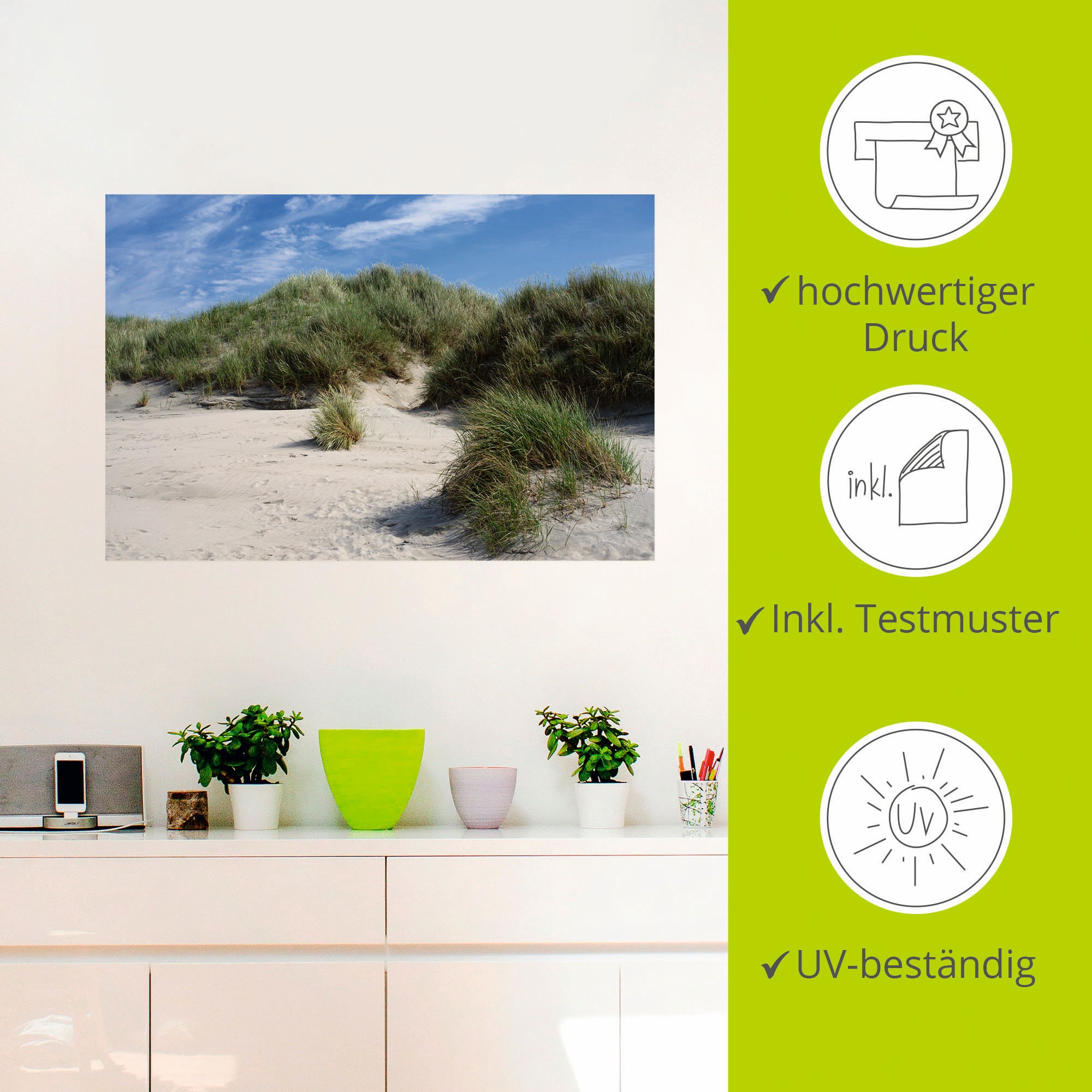 Artland Wandbild »Dünenlandschaft auf Baltrum«, Strandbilder, (1 St.), als Alubild, Leinwandbild, Wandaufkleber oder Poster in versch. Größen