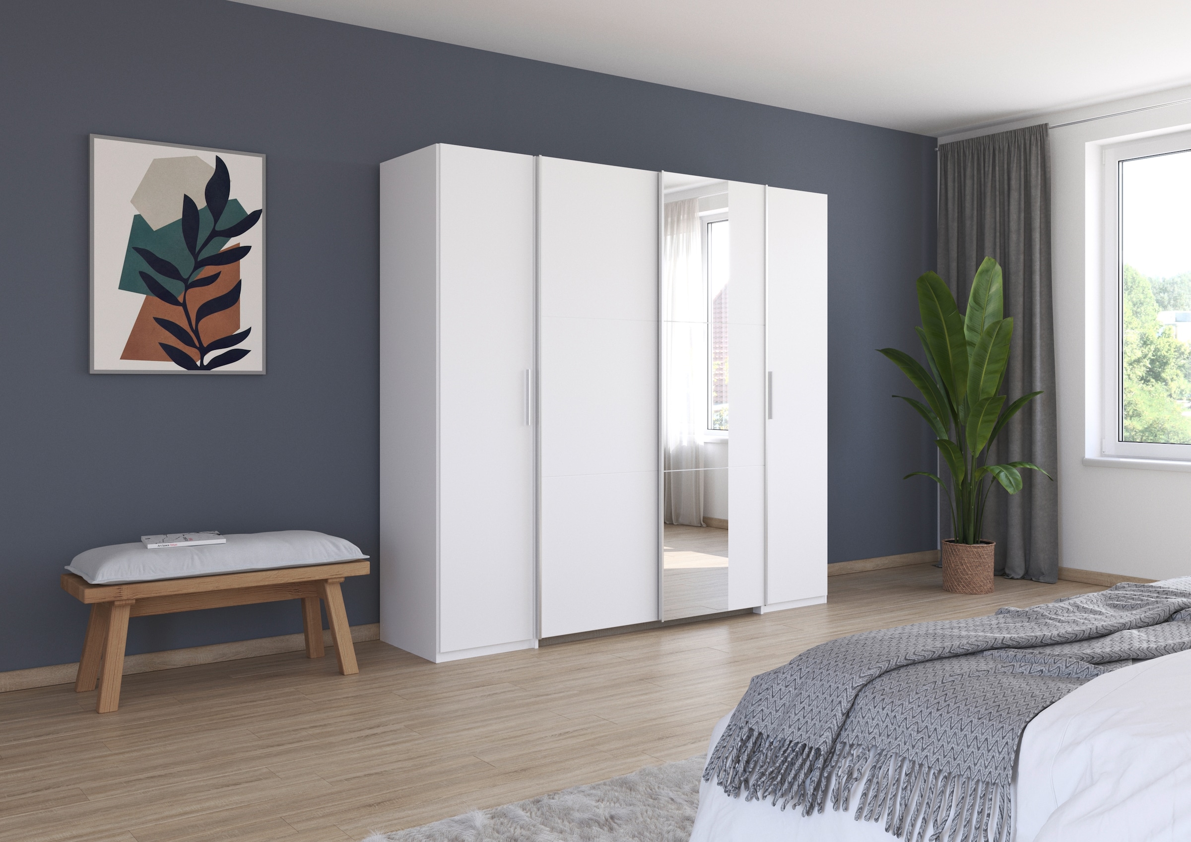 rauch Schwebetürenschrank »Kleiderschrank Drehtürenschrank Schrank Garderobe KRONACH« in 3 Ausstattungen BASIC/CLASSIC/PREMIUM, Breiten 225/268/311/354 cm,  Kombischrank optional mit 1 oder 2 Spiegel viele Böden MADE IN GERMANY