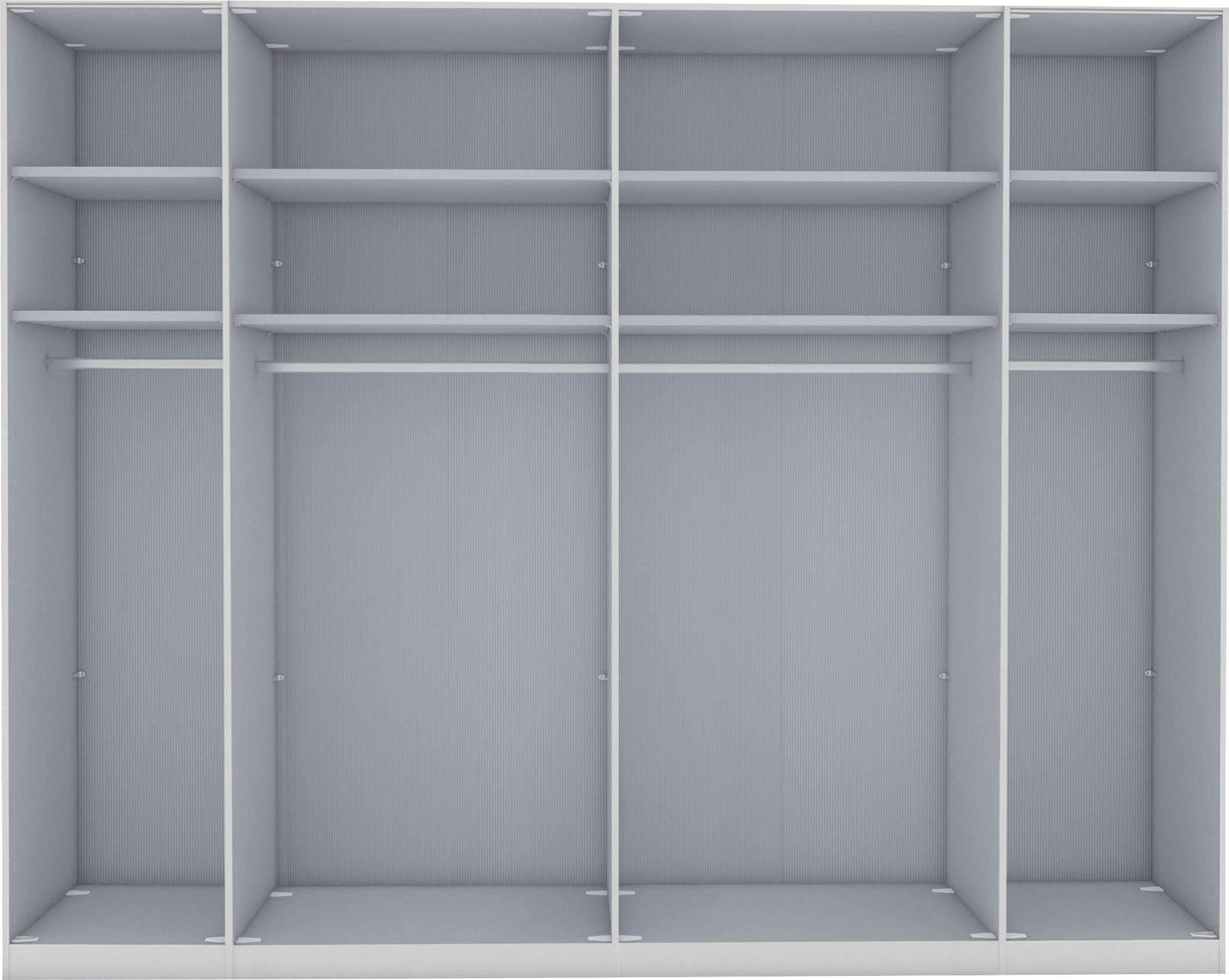 WIEMANN Falttürenschrank »Monaco, Kleiderschrank, Schrank, Wäscheschrank, mit edler Glasfront«, (2 Breiten, 2 Höhen 216/236 cm auswählbar, MADE IN GERMANY), inkl. gepämpften Schubkästen und Türen, mit Panoramaöffnung