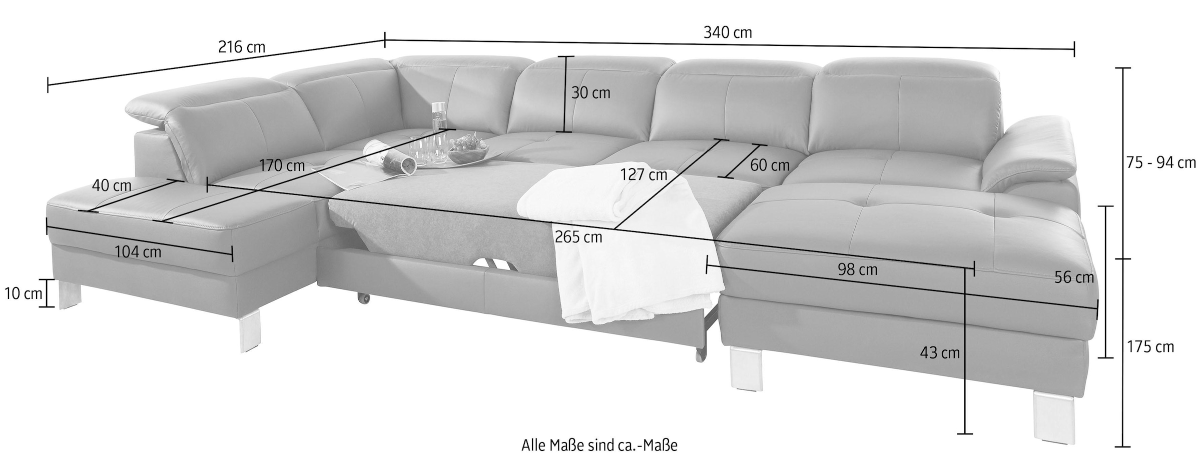 exxpo - sofa fashion Wohnlandschaft 2«, inkl. wahlweise bzw. »Mantua Bettfunktion online Rückenverstellung, Kopf- mit kaufen