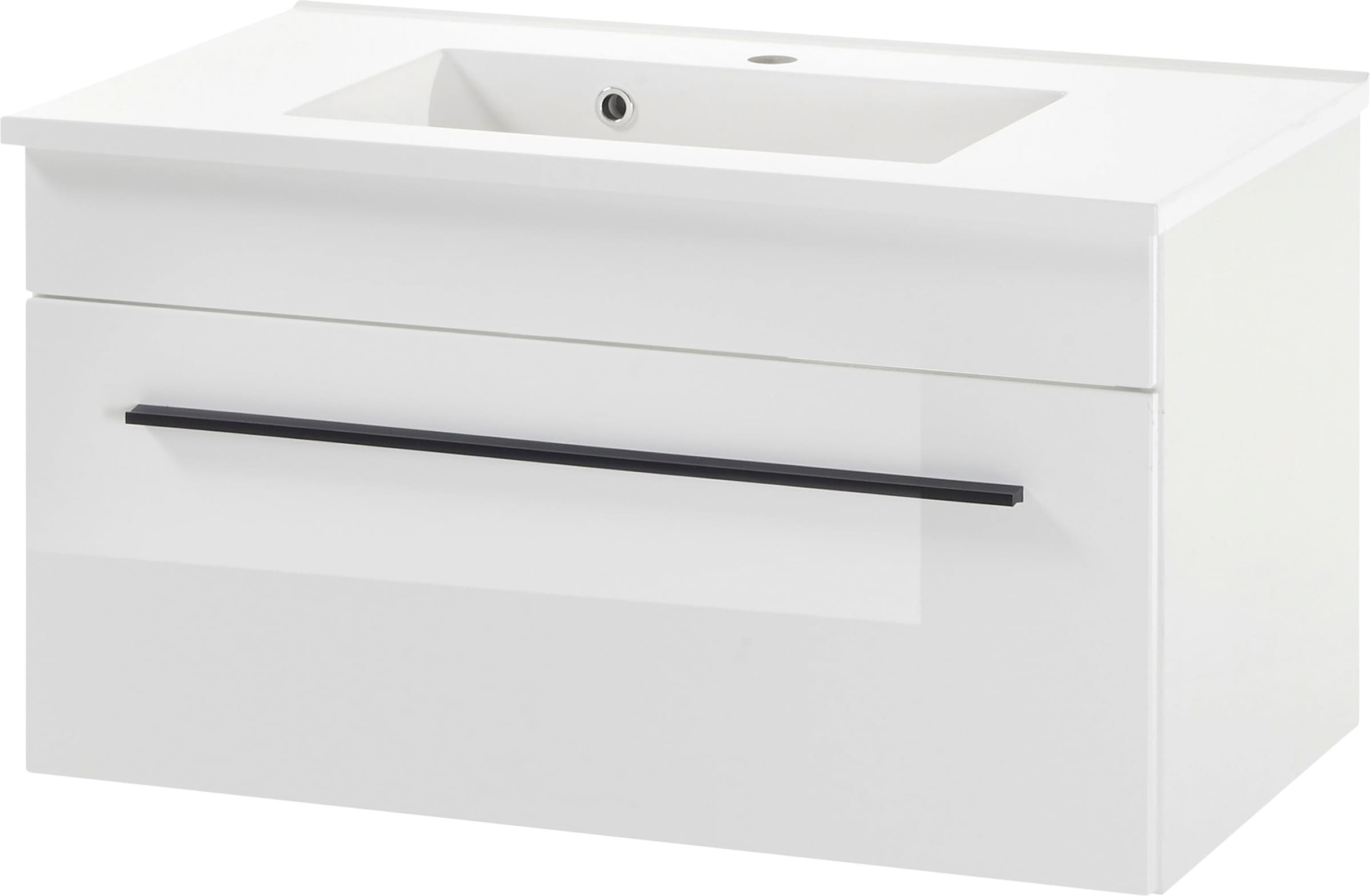 INOSIGN Waschtisch »Cantara, Waschtisch inkl. Waschbecken, modernes Design«, mit schwarzen Griffen, ausreichend Stauraum