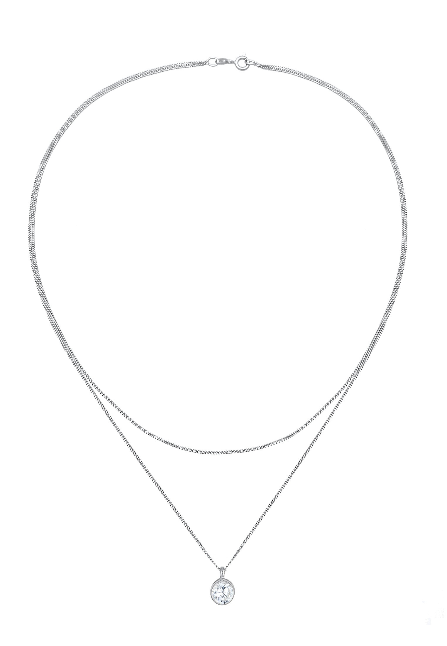 Elli Silberkette »Halskette 2-lagig Layer Zirkonia Solitär 925 Silber«