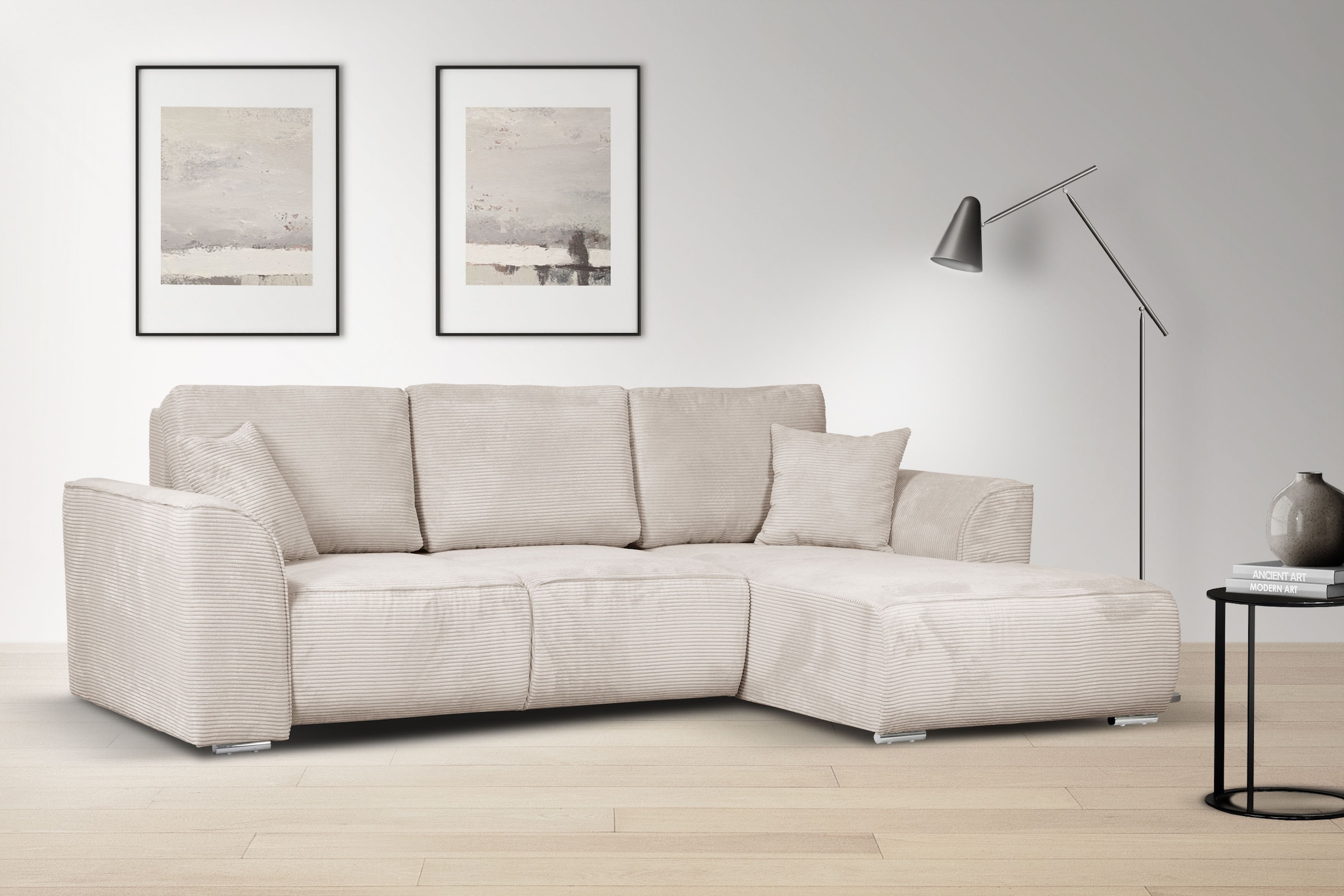 OTTO home Ecksofa »BEATRICE optionale Schlafsofa mit Bettkasten, B/T/H: 265/170/86 cm« L-Form, wahlweise auch mit Bettfunktion und Bettkasten