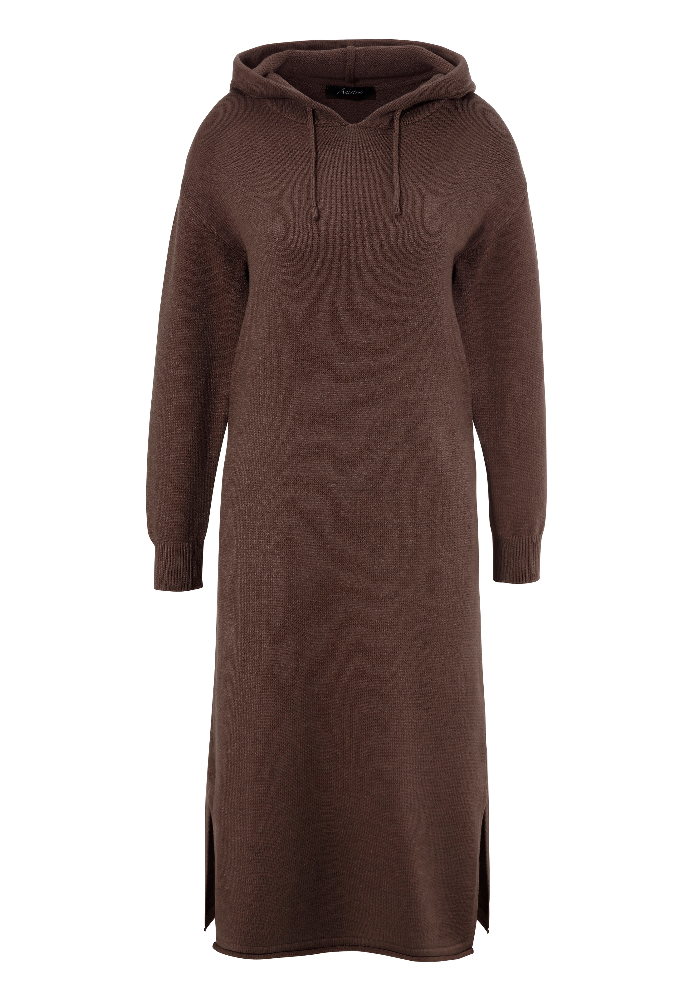 Aniston CASUAL Strickkleid, Kapuze mit Bindeband regulierbar