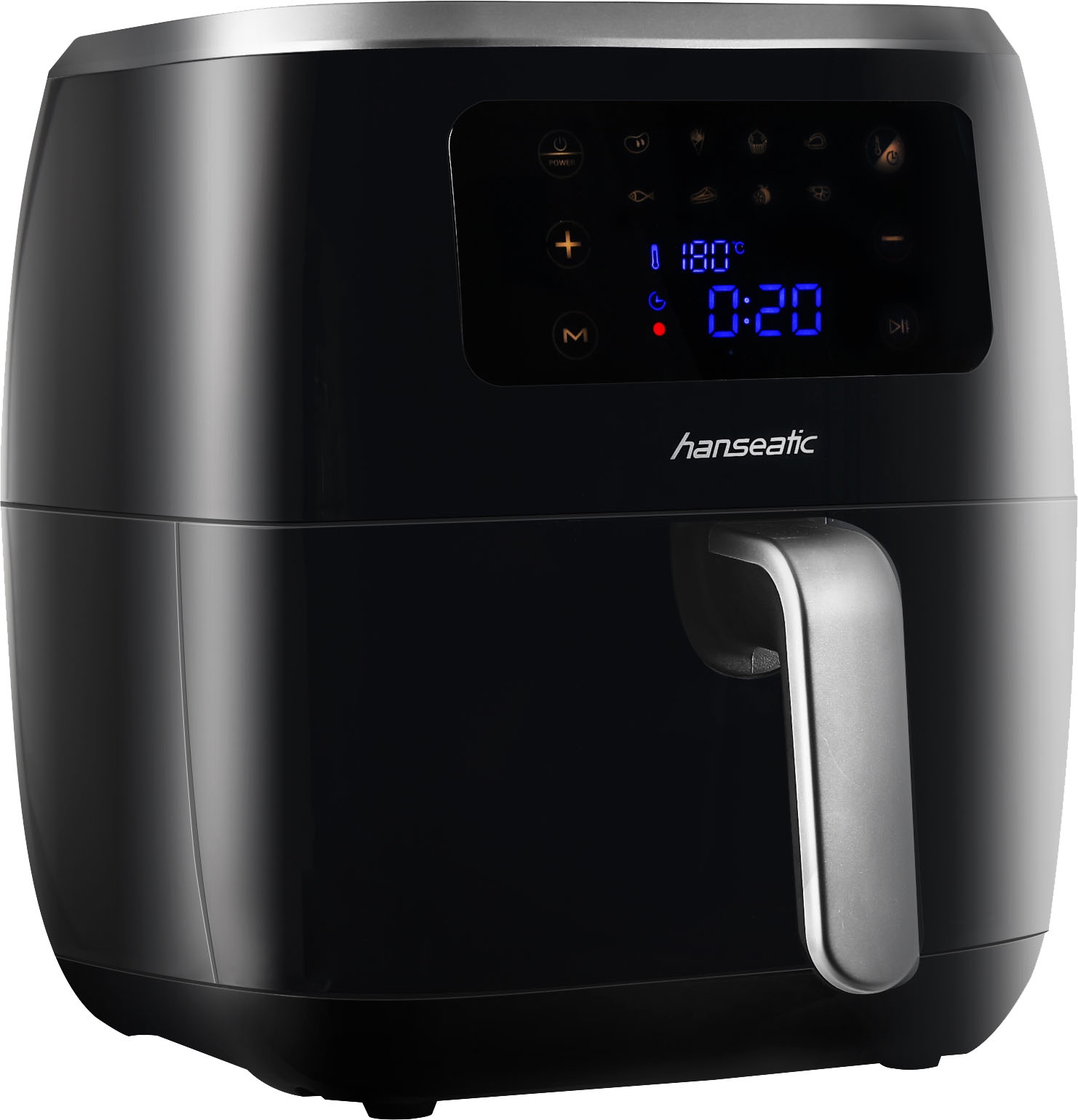 Hanseatic Heißluftfritteuse »HFH1800-6BD, XXL 6 L, Dörrfunktion,«, 1800 W, Touchdisplay, 8 voreingestellte Programme