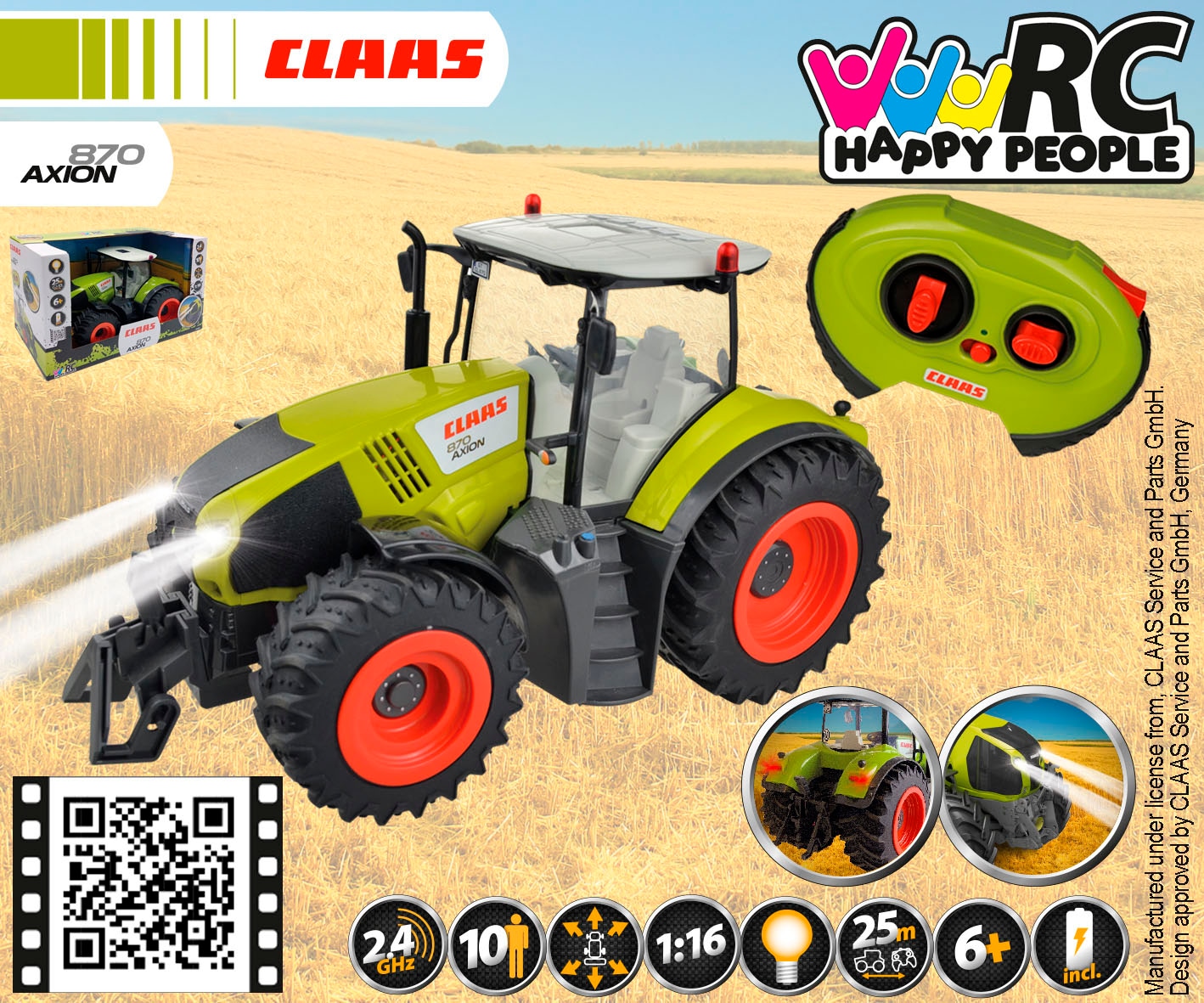 Happy People RC-Traktor »CLAAS Lexion 870«, mit Fernbedienung und bis zu 25 m Reichweite