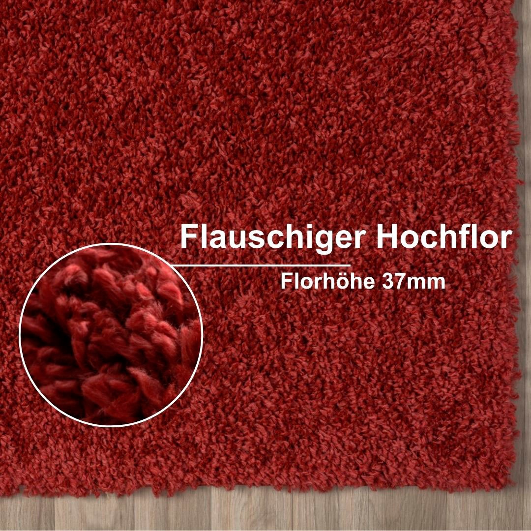 Myflair Möbel & Accessoires Hochflor-Bettumrandung »My Shaggy«, (3 tlg.), Shaggy, Uni-Farben, leicht glänzend, extra flauschig, Läufer-Set