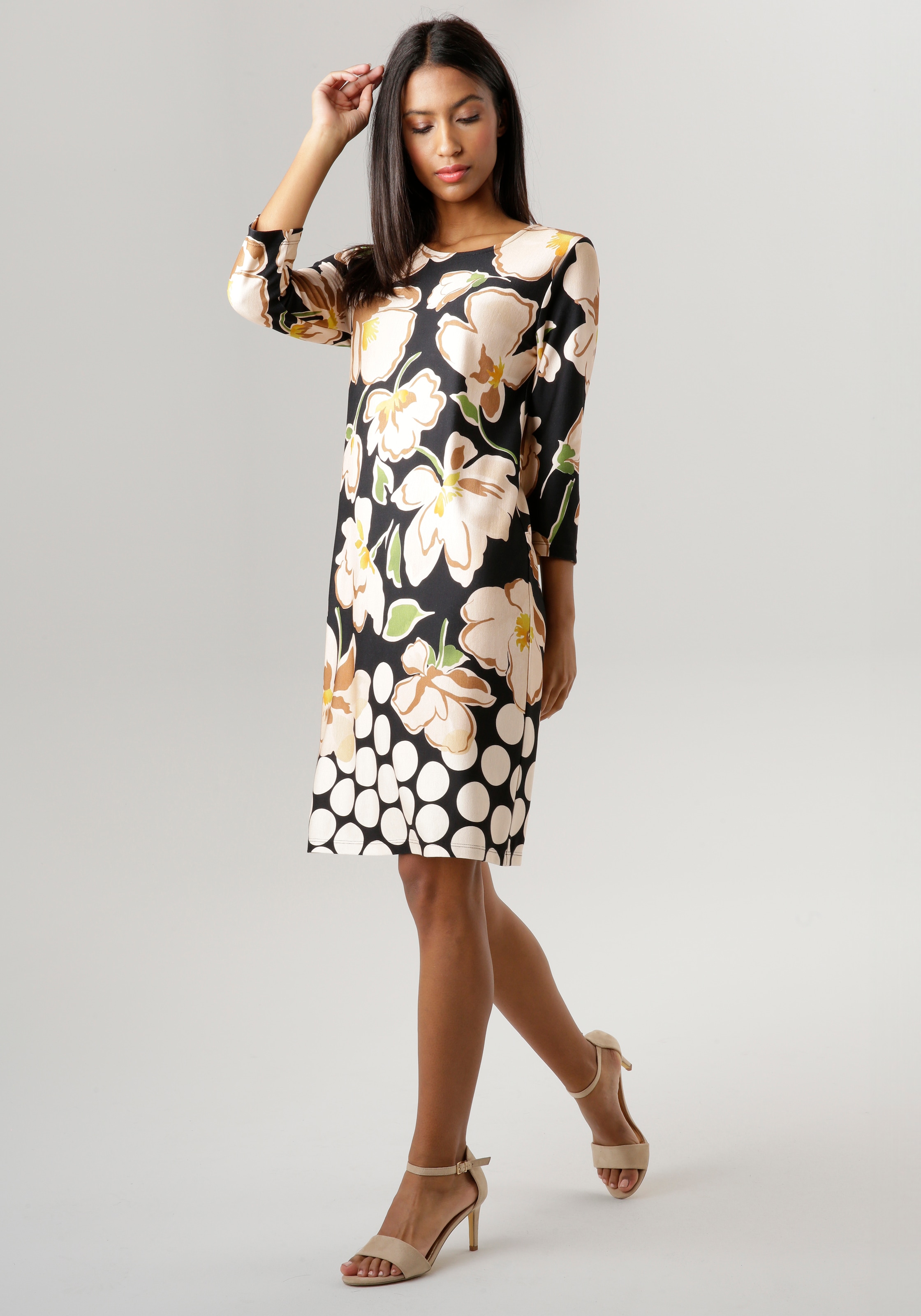 Aniston SELECTED Jerseykleid, mit NEUE - Online im Shop KOLLEKTION Saum OTTO Punkten am
