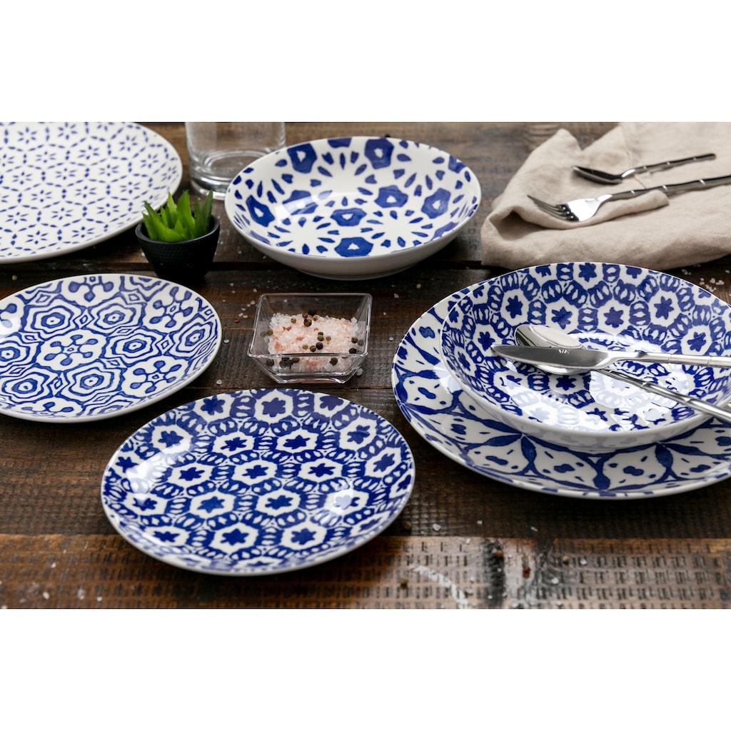Villa d'Este Teller-Set »Dark Bodrum«, (Set, 18 tlg.), Geschirr-Set, Tafelservice