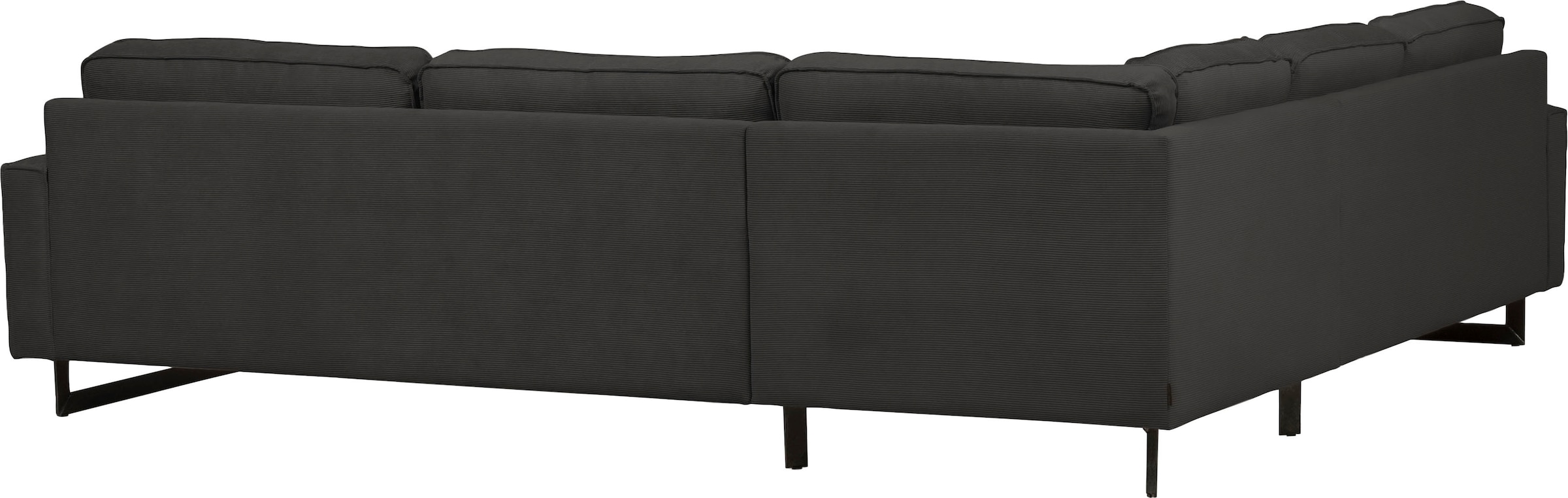 Places of Style Ecksofa »Pinto, XXL, 250/290 cm, langer Schenkel, Ottomane«, Cord, Chenille, Lederoptik, mit Keder, Metallfüße, Wellenunterfederung