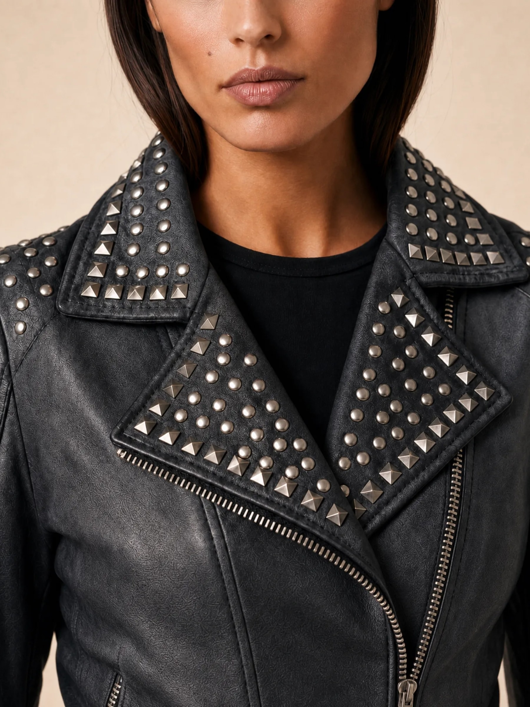 RICANO Bikerjacke »Lederjacke studd« Handgefertigt aus echtem Leder