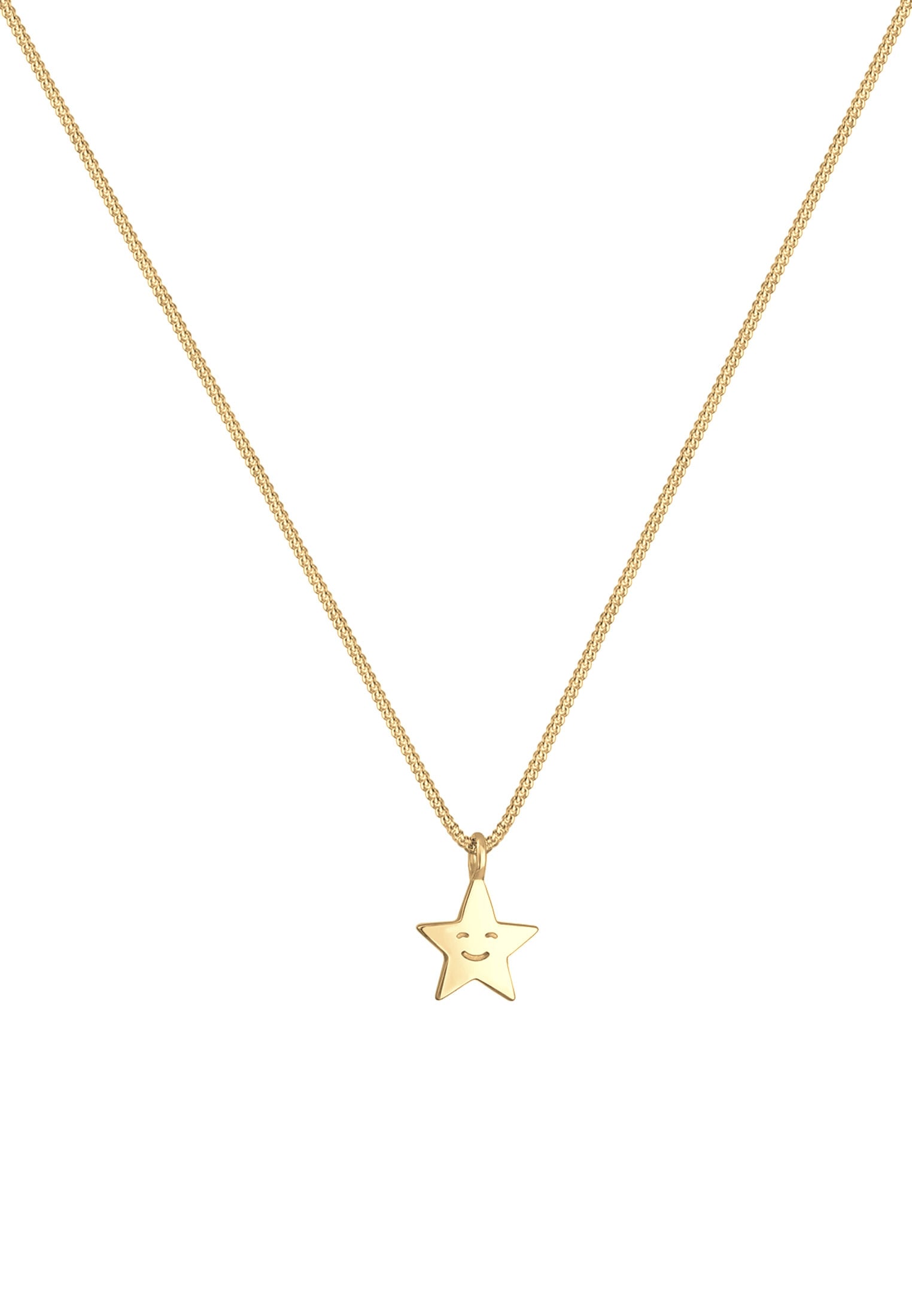 Elli Silberkette »Halskette Kinder Stern mit Smiling 925 Sterling Silber vergoldet«