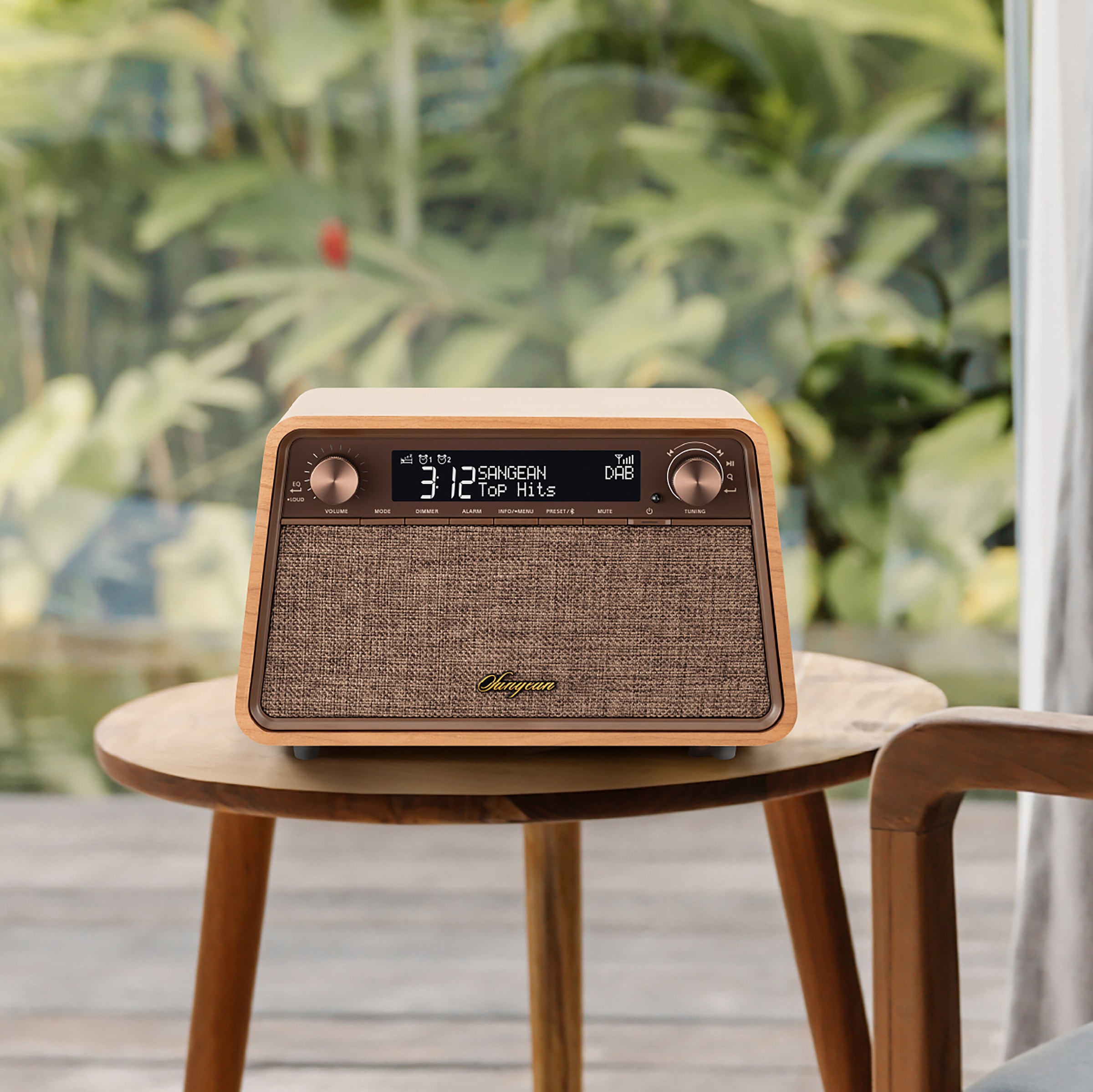 Sangean Retro-Radio »WR-201D«, (A2DP Bluetooth-AVRCP Bluetooth Digitalradio (DAB+)-FM-Tuner mit RDS), DAB+, Bluetooth, USB-C Ladeanschluss, Fernbedienung