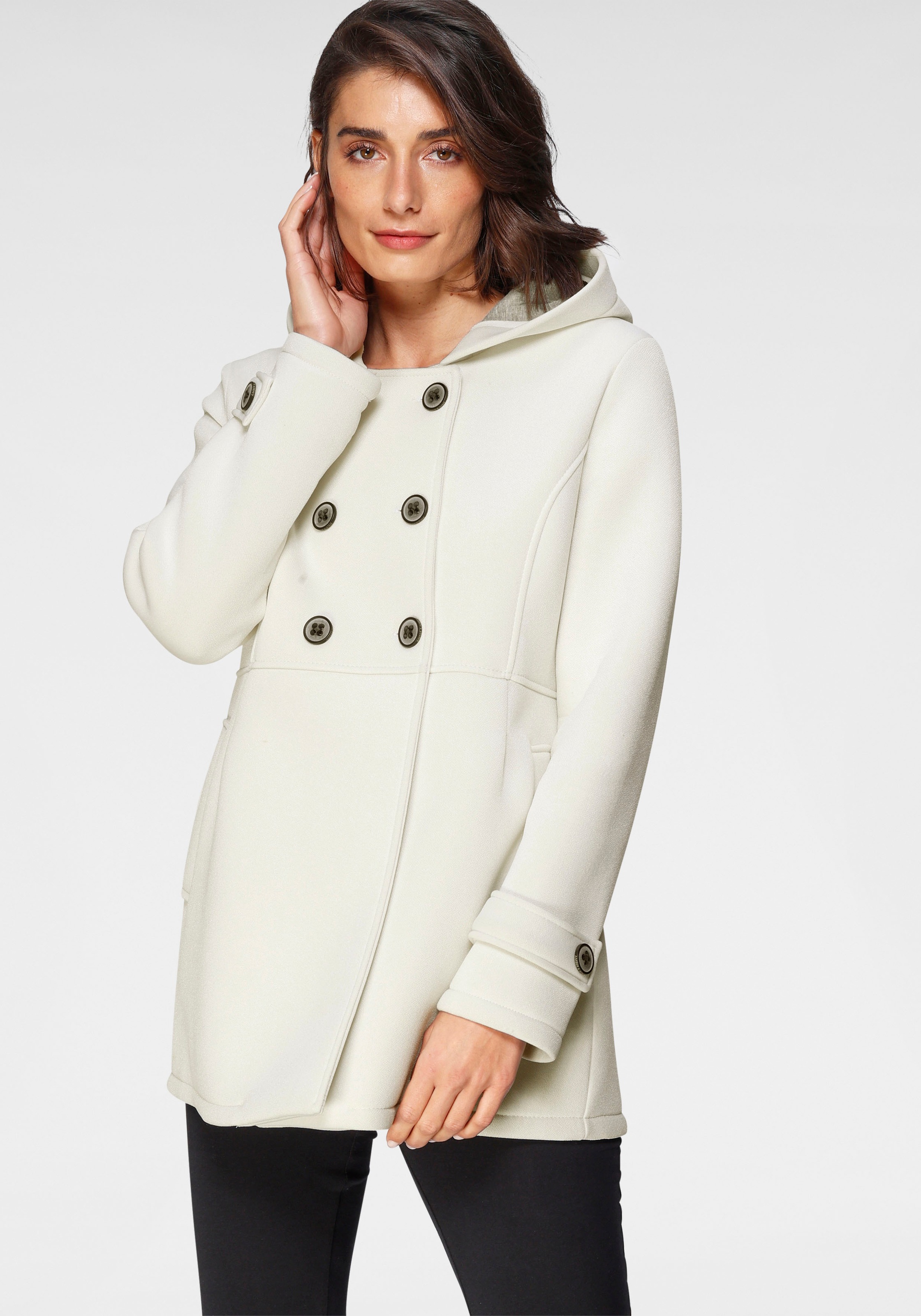 Amber & June Outdoorjacke, doppelreihig, aus Scuba