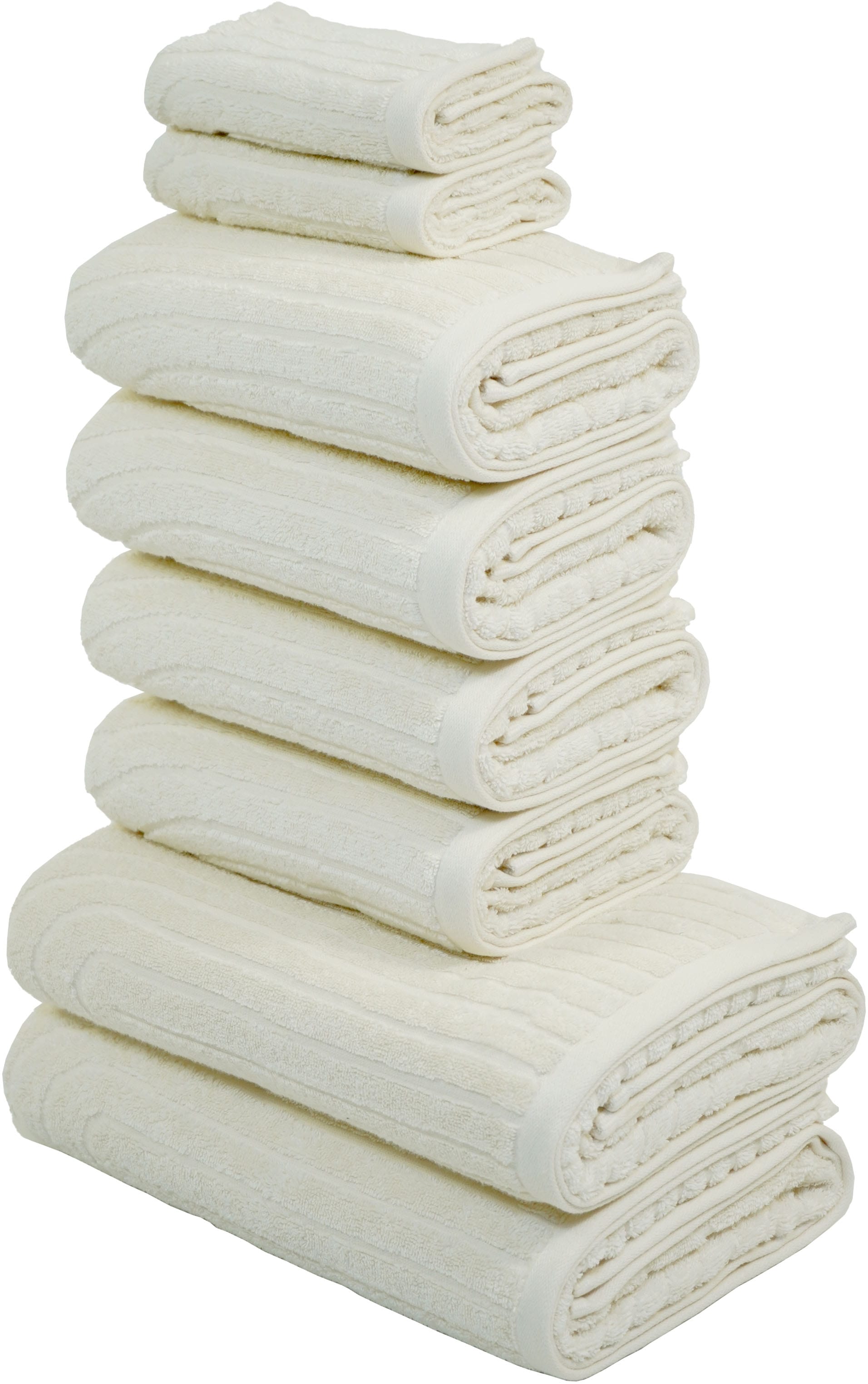 my home Handtuch Set »Handtuchset Ognon, Duschtücher, Handtücher, Gästetücher, Zen«, Set, 8 tlg., Frottier, Handtücher mit Muster, Scandi, einfarbiges Handtuch-Set 100% Baumwolle