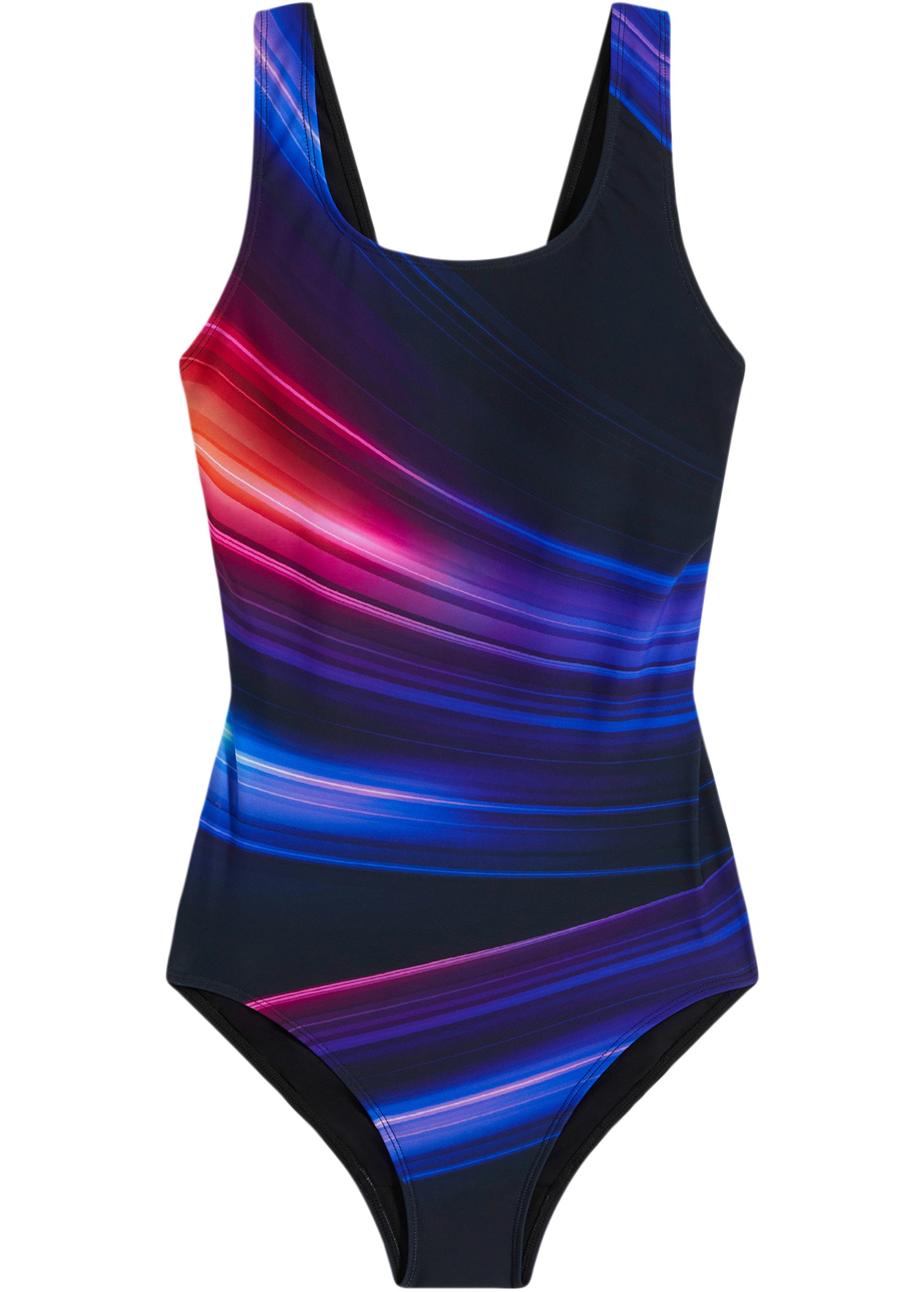 bonprix Badeanzug sportlicher Stil, mit aufwendigem Druck, aus Polyamid und Elasthan