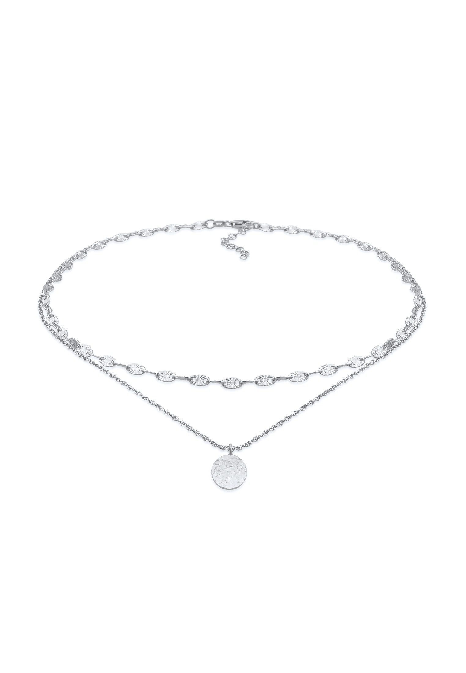 Elli Silberkette »Halskette Choker Layer Vintage Plättchen Anhänger 925 Silber«
