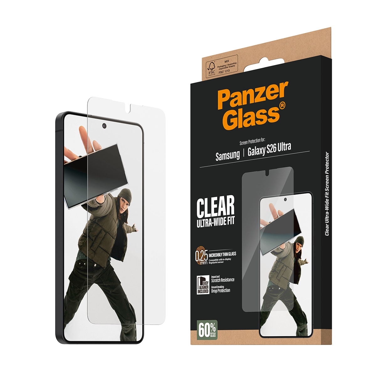 CARE by PanzerGlass Displayschutzglas »Ultra-Wide Fit Screen Protector« für Samsung Galaxy S26 Ultra Displayschutzfolie, Schutzfolie, Bildschirmschutz, kratz- & stoßfest