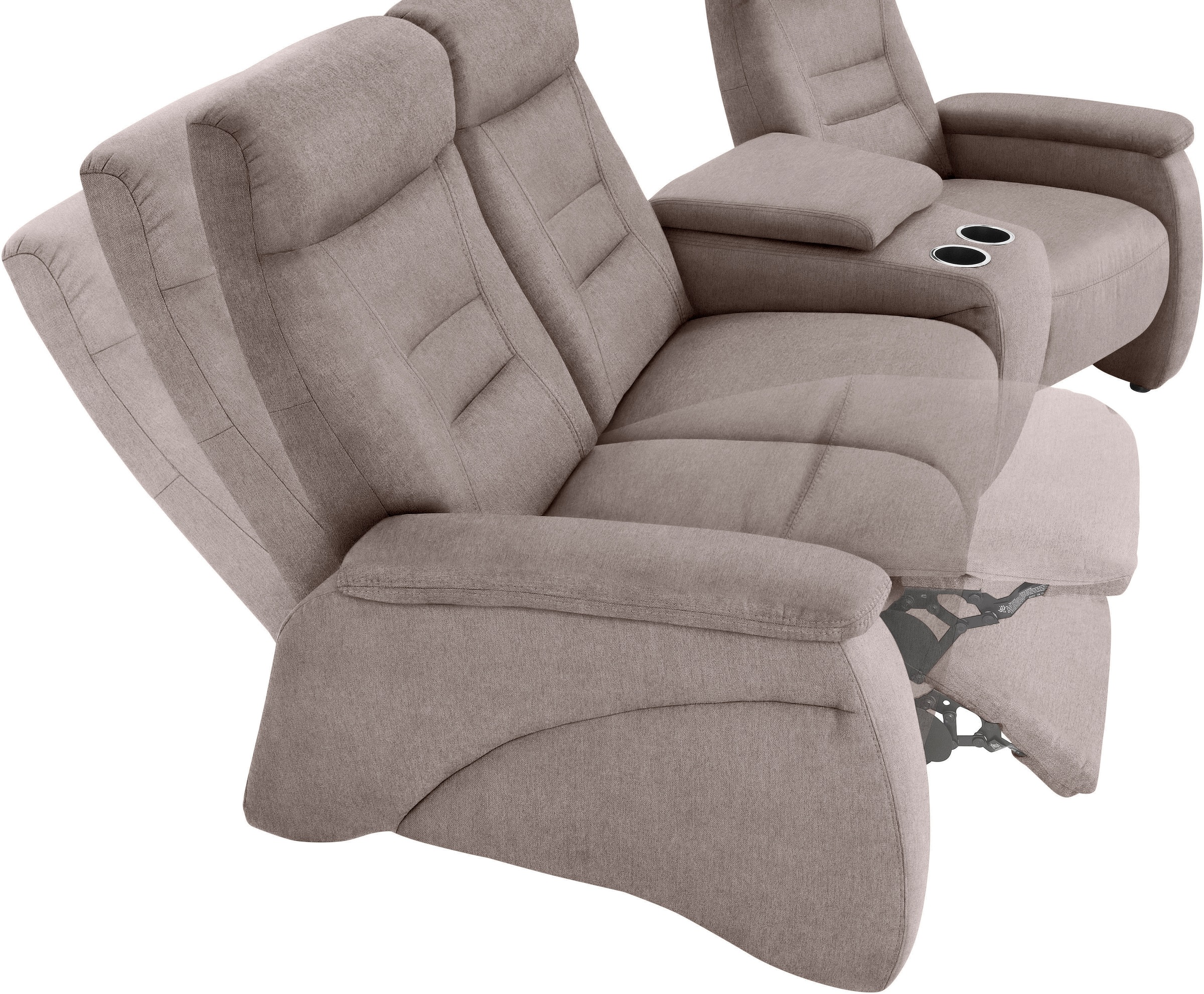 exxpo - sofa fashion 3-Sitzer »Ascoli, Kinosofa mit hohem Sitzkomfort, bequeme Armlehnen«, inkl. Relaxfunktion, Ablage und Staufach, hohe Rückenlehne