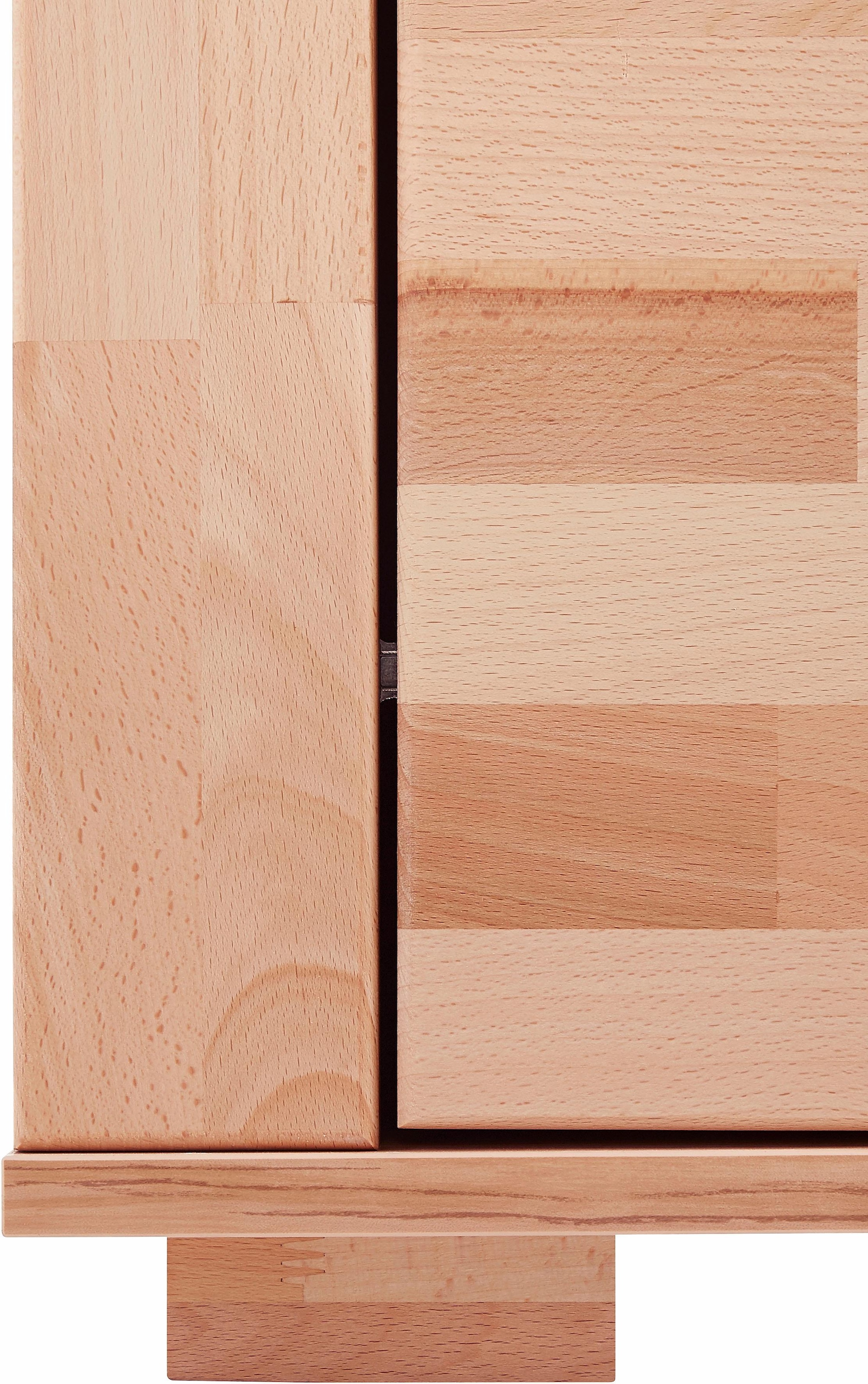 Home affaire Vitrine »DENIS75, 5 Fächer, Teilmassiv, 1 Tür mit Glaseinsatz, grifflos« B/T/H:65/40/190cm, Einlegeboden teilwese verstellbar, Kernbuche geölt.