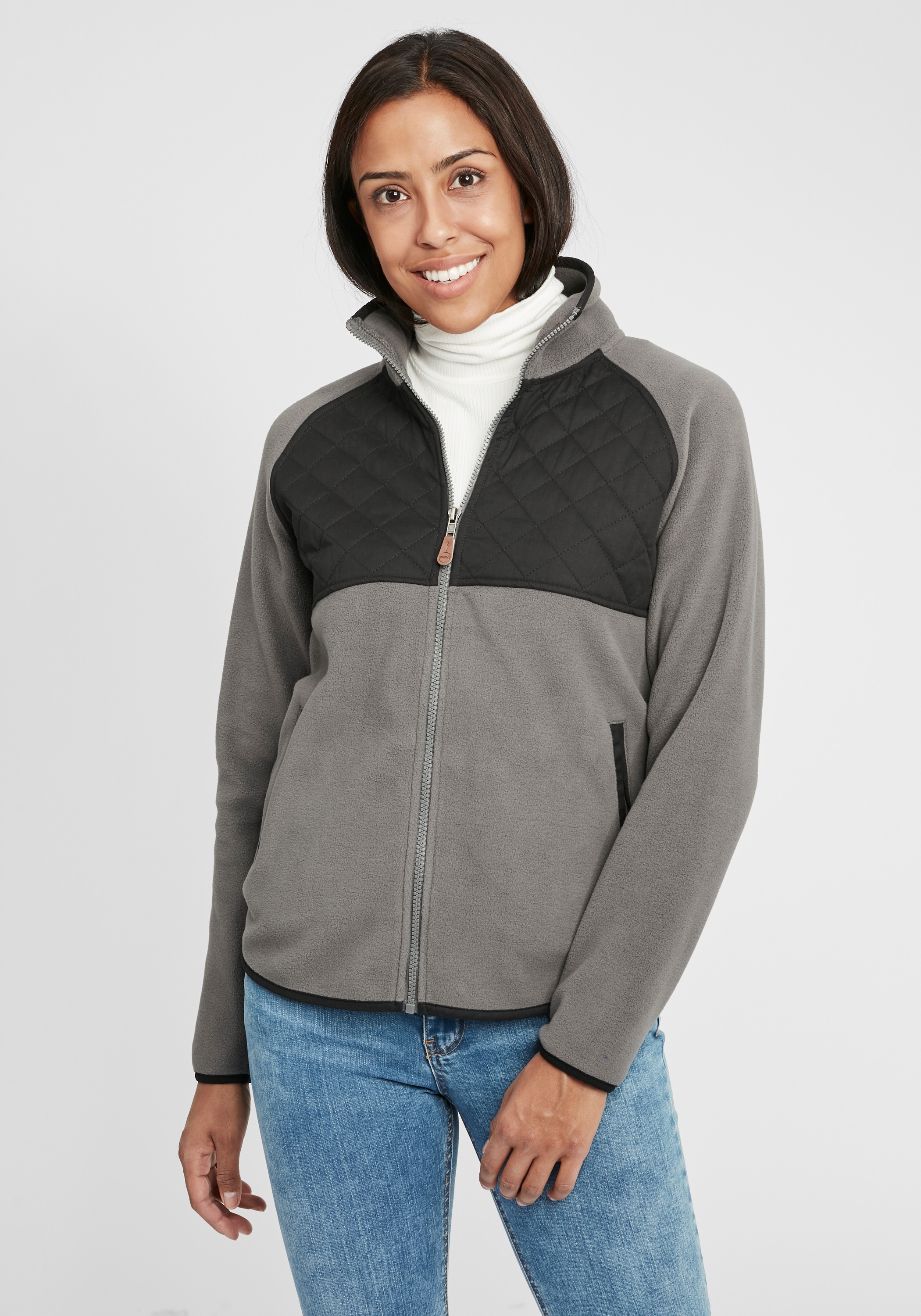 OXMO Kapuzensweatjacke »Malin«, Fleece Übergangsjacke mit Steppmuster