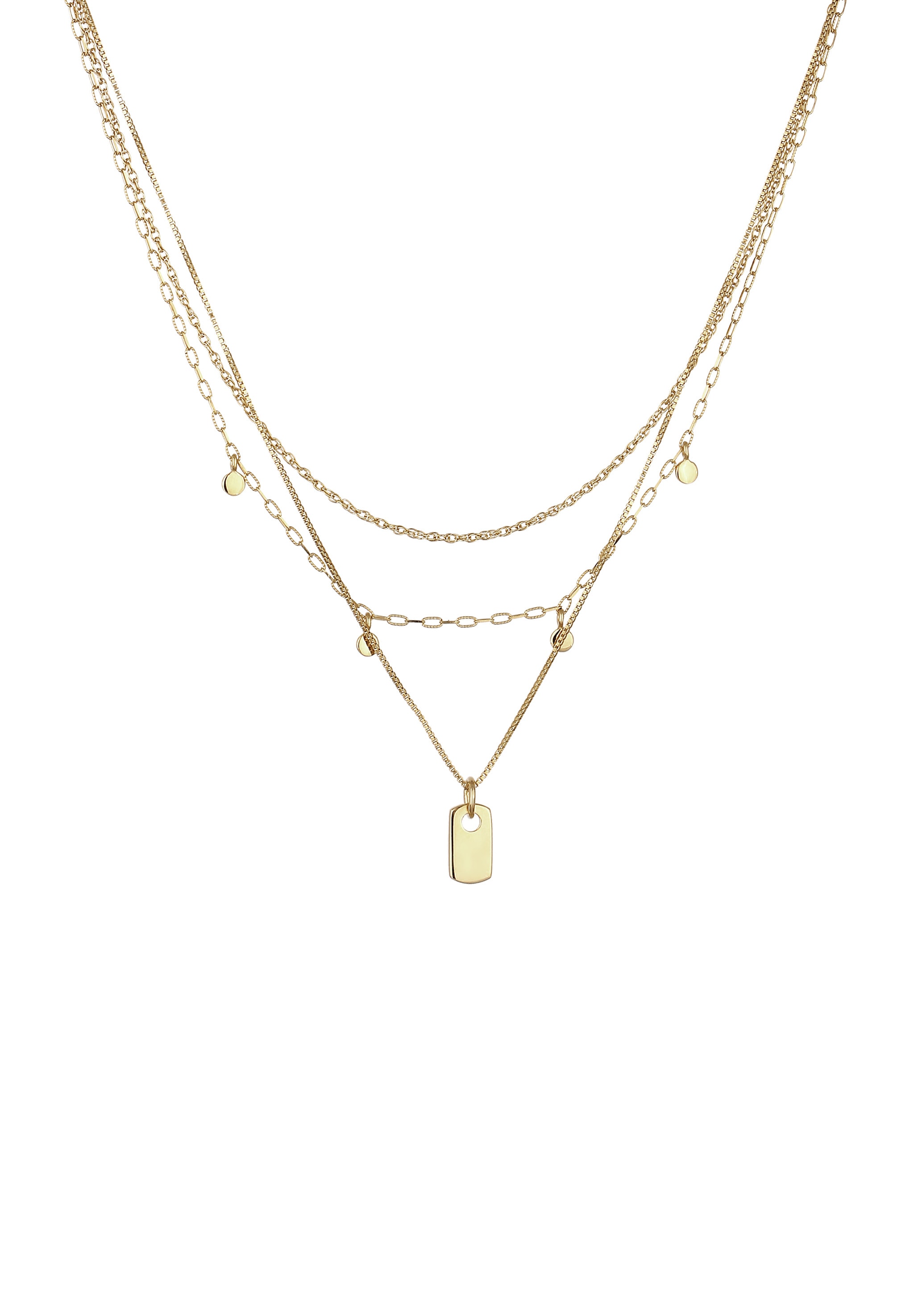 Elli Silberkette »Halskette Layerkette Plättchen 925 Sterling Silber vergoldet«