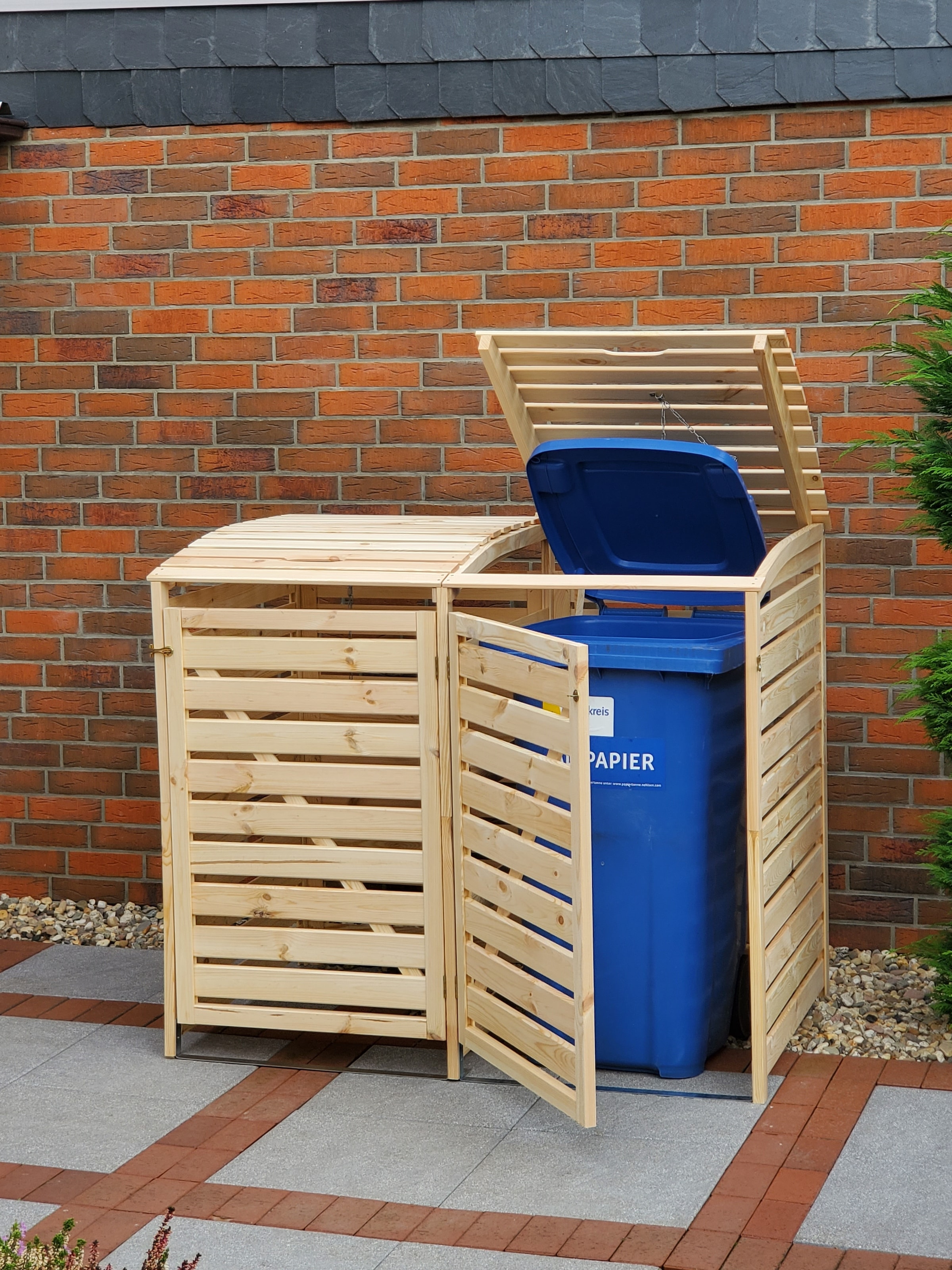 promadino Mülltonnenbox »Vario III« für 2 Tonnen, robust aus zertifiziertem Kiefernholz