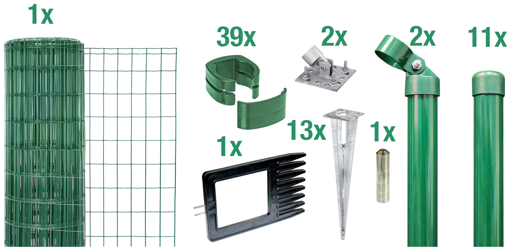 Alberts Schweißgitter »Fix-Clip Pro®«, (Set), 100 cm hoch, 25 m, grün beschichtet, mit Bodenhülsen