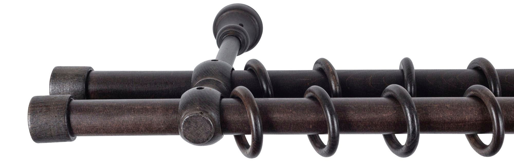 SN DECO GROUP Gardinenstange »Cafiro« 2 läufig-läufig Fixmaß 28 mm, Holz, verschiedene Längen und Farben, Komplettset