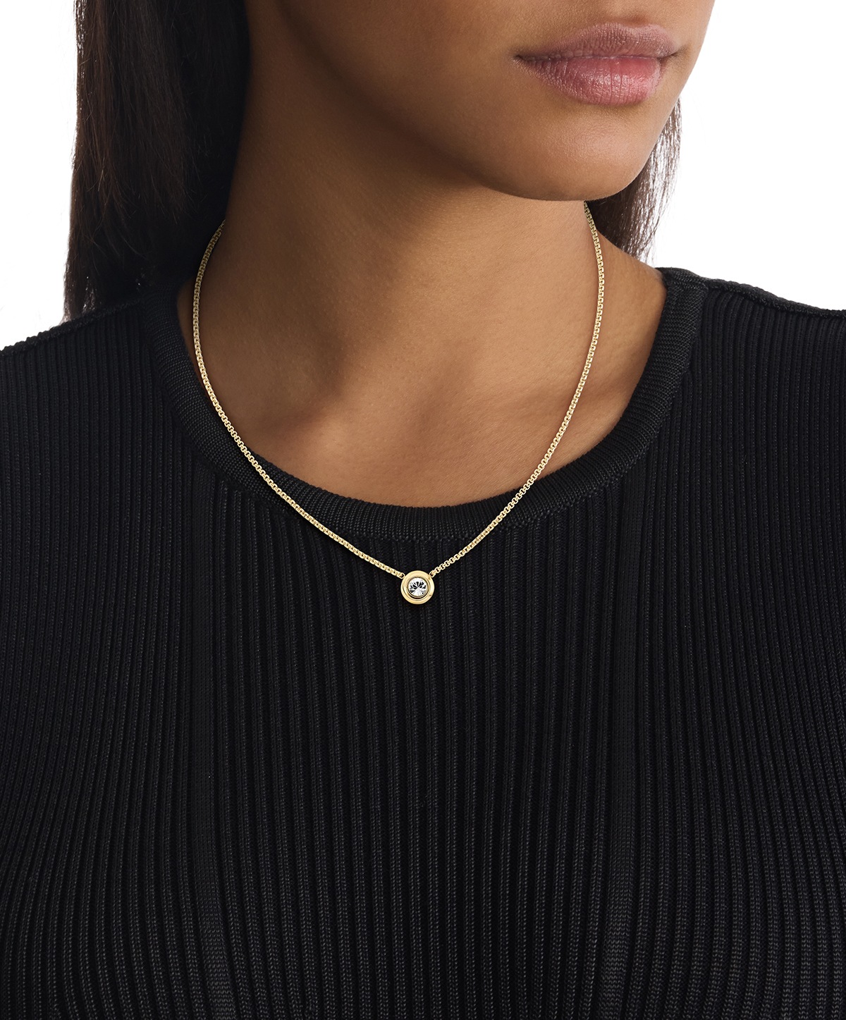 Calvin Klein Kette mit Anhänger »TWISTED BEZEL SOLITAIRE«, mit Preciosa Crystal