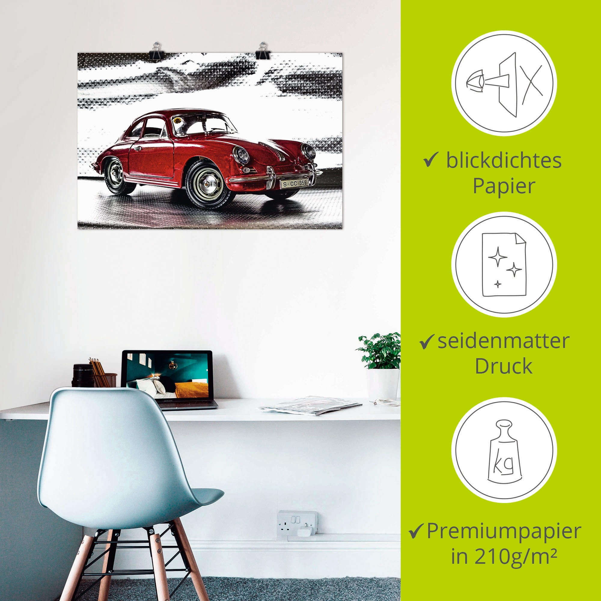 Artland Wandbild »Klassiker - Der Porsche 356« Auto 1 Stk. tlg. als Alubild, Outdoorbild, Leinwandbild, Poster, Wandaufkleber