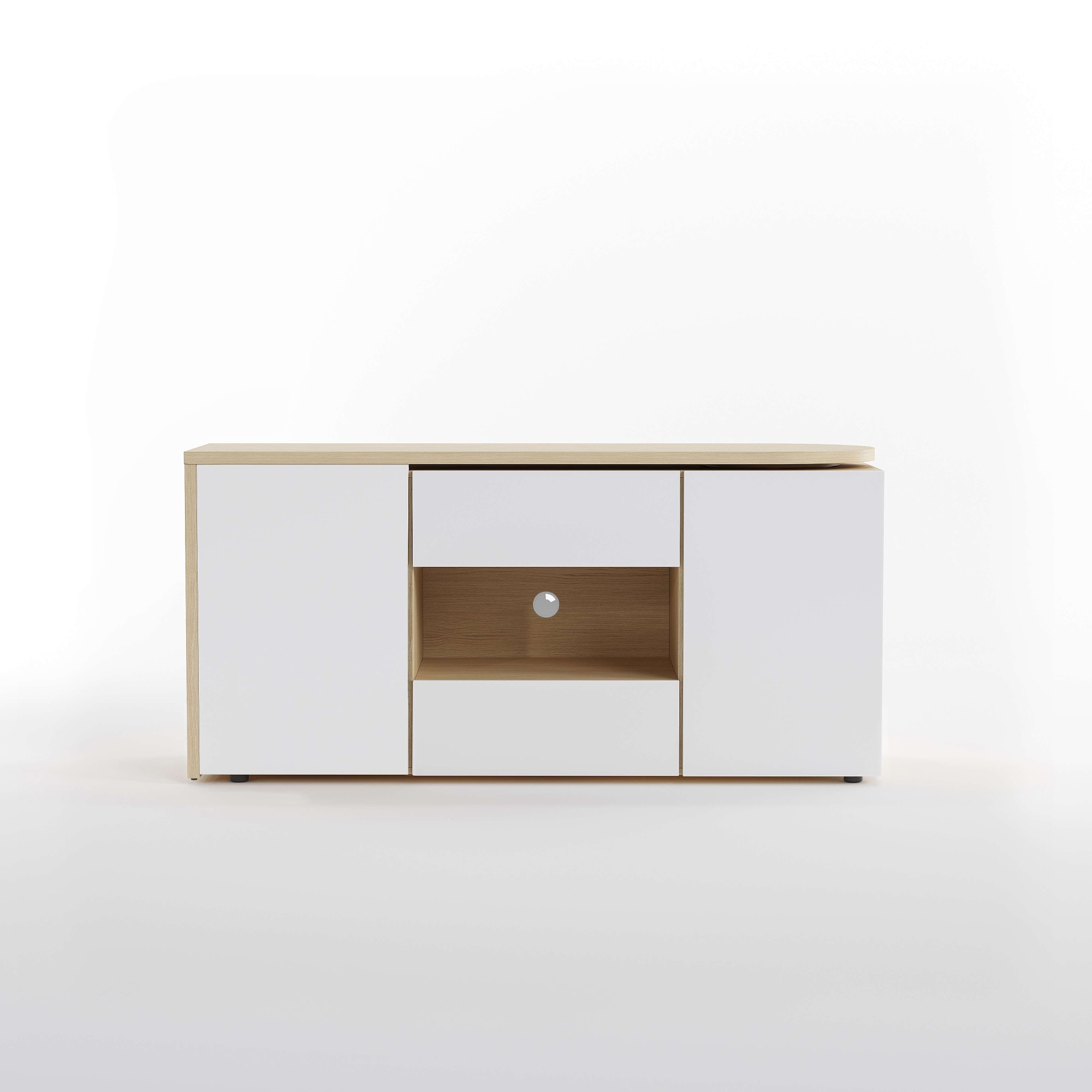 TemaHome Sekretär »ein Sideboard und Schreibtisch, ausziehbar, über Eck,«, mit 2 Schubladen, 1 Tür, offene Fächer, mit Kabeldurchführung