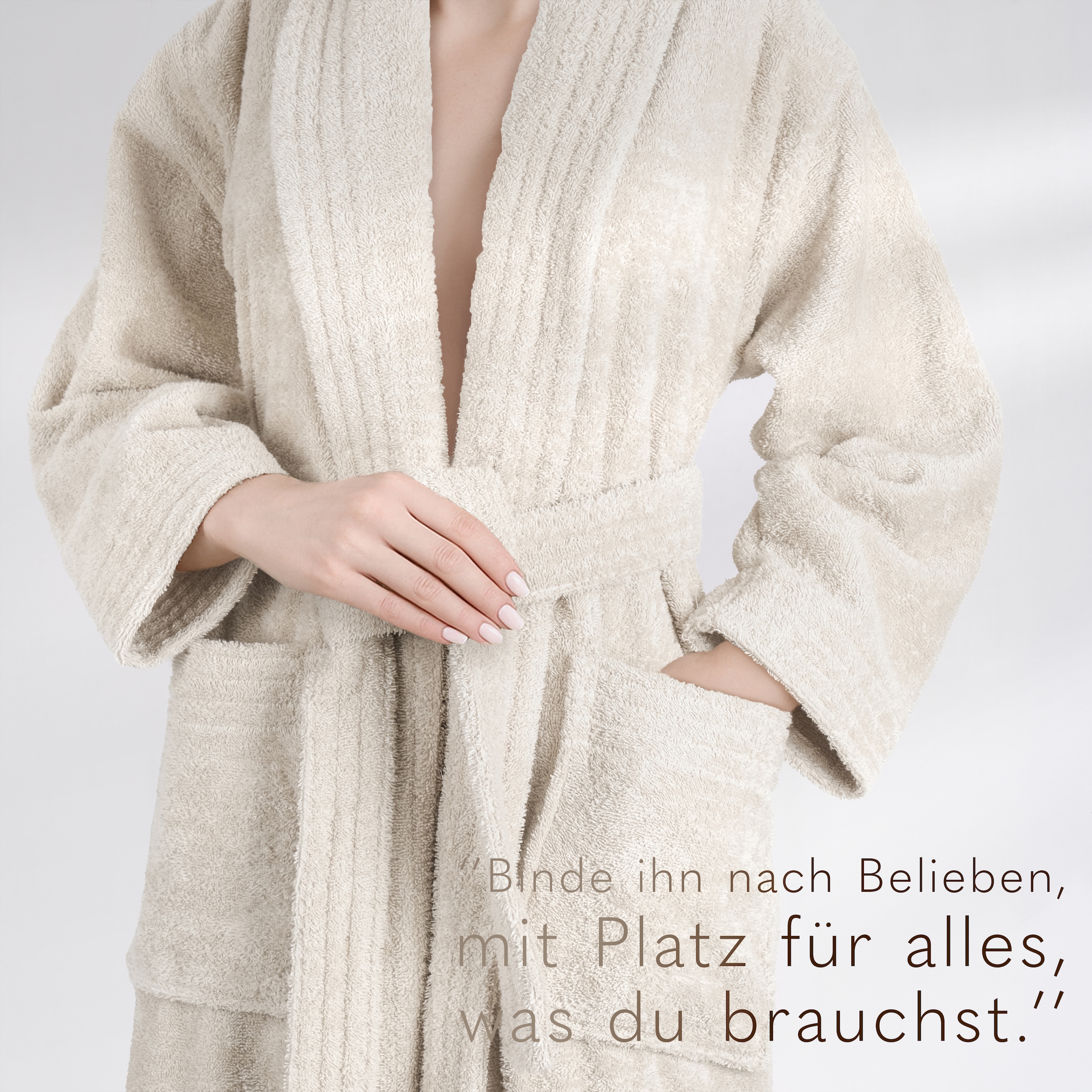 HAMMETEX Damenbademantel »Ren, 100% Baumwolle« 380 g/m² Frottee Bademantel mit Taschen – Saugfähig & Weich