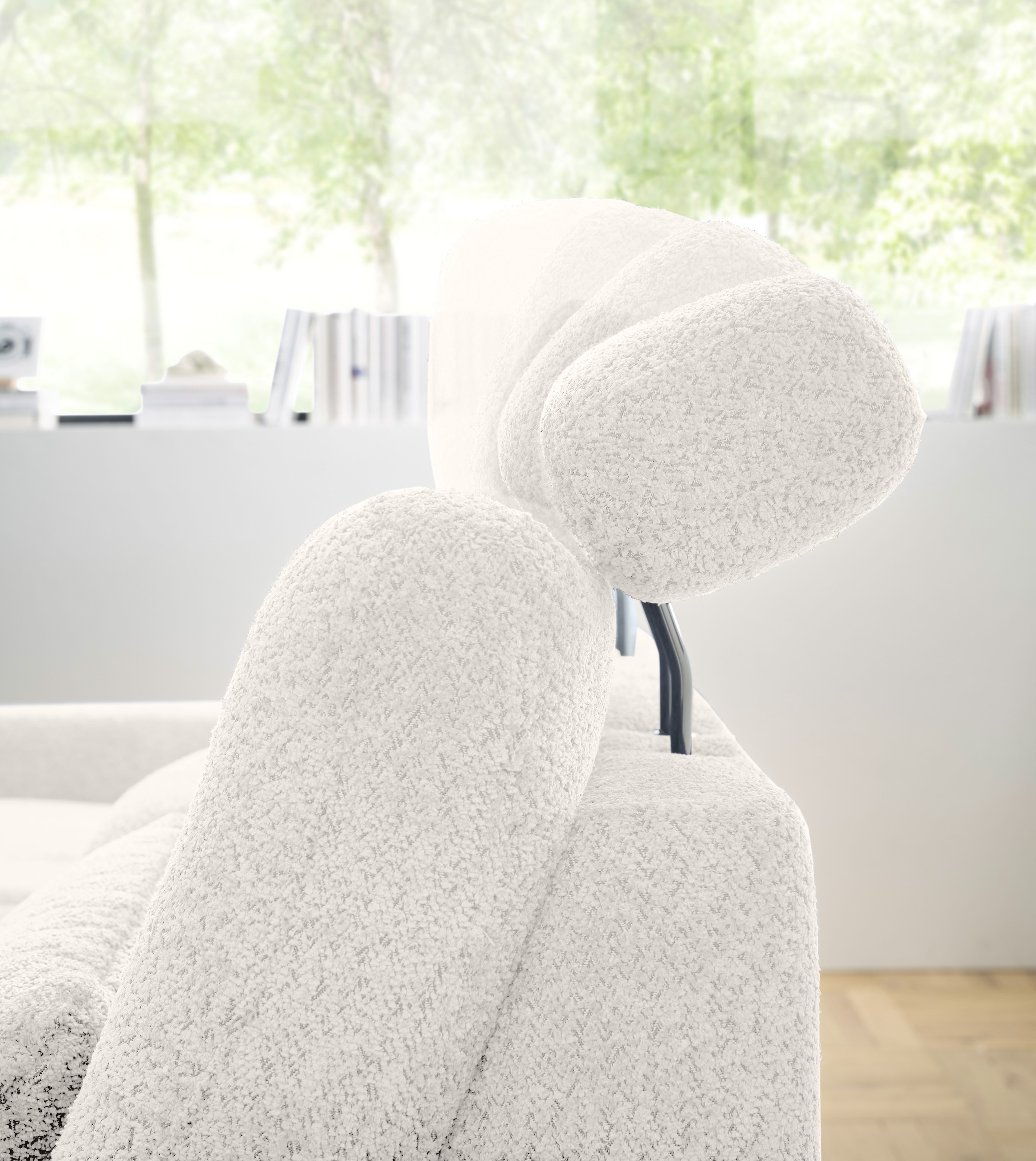 set one by Musterring Ecksofa »SO 3600, inkl motor. Sitztiefenverstellung, Kopfstützen, Nierenkissen«, Sitzhöhe 44 cm, Federkern, Breite 293 x Tiefe 180 cm, Kama natur