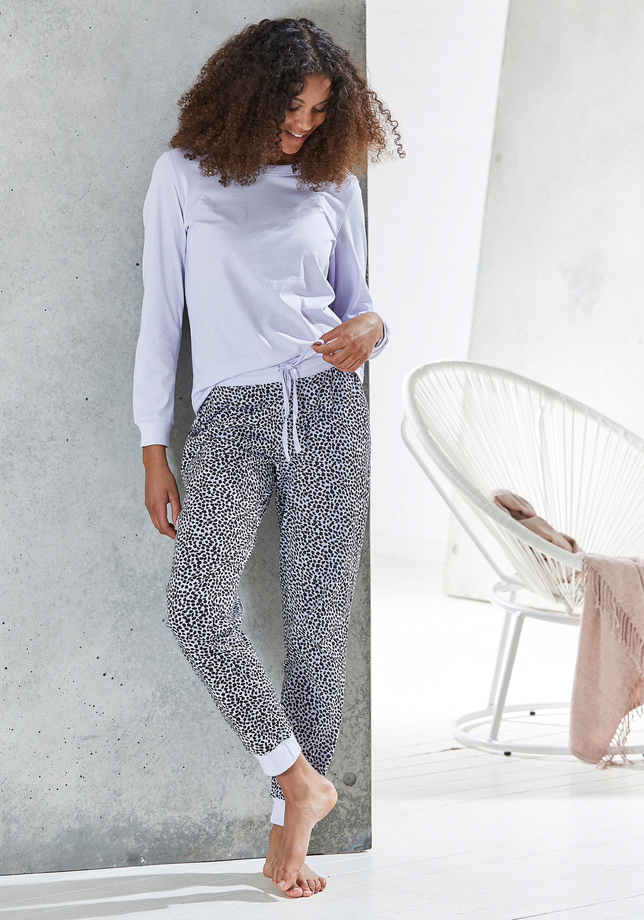 Vivance Dreams Pyjamaoberteil mit Rippbündchen