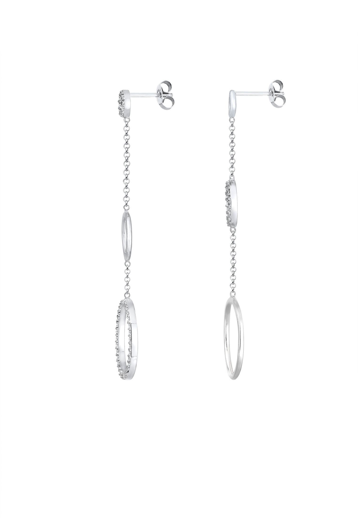 Elli Premium Paar Ohrhänger »Ohrringe Ohrhänger lang Kreis Glas Kristalle Weiß 925 Sterling Silver«