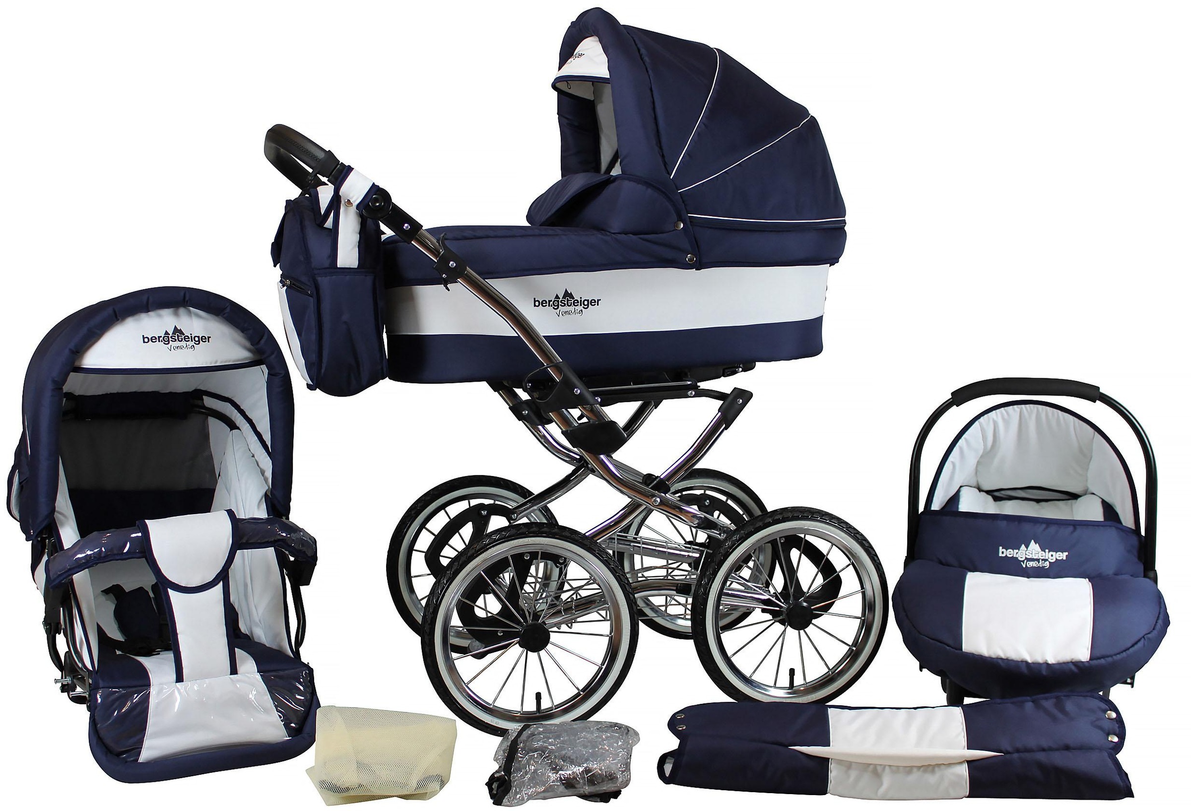 bergsteiger Kombi-Kinderwagen »Venedig, marine blue, 3in1«, 15 kg, Made in Europe