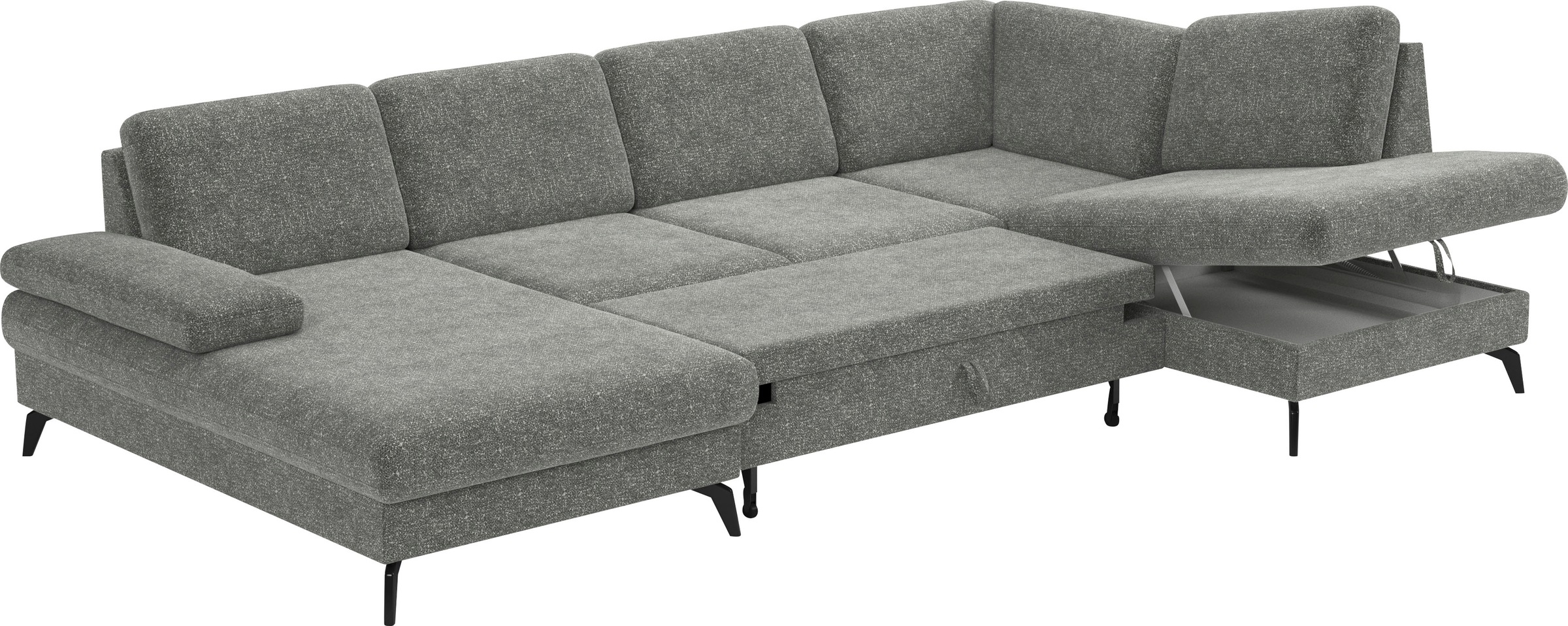 sit&more Wohnlandschaft »Morris U-Form, inkl. Sitztiefenverstellung«, wahlweise mit Armteilverstellung, Bettfunktion & Bettkasten