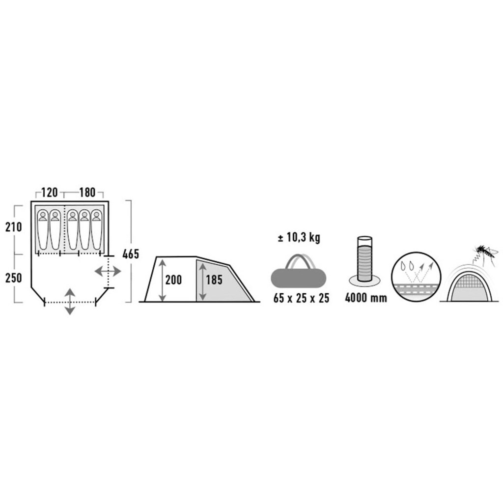 High Peak Tunnelzelt »Ancona 5.0«, 4 Personen