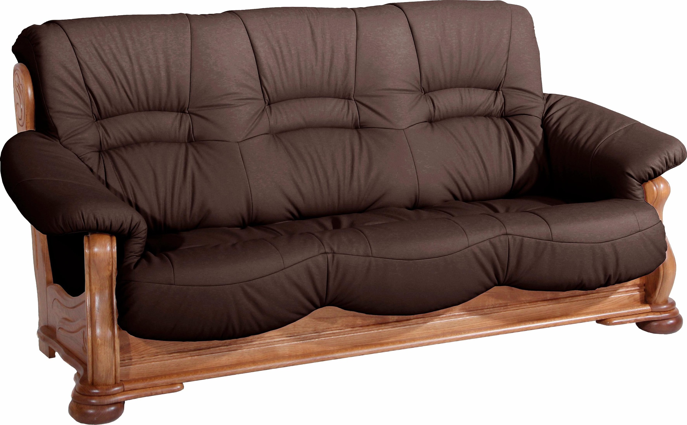 Max Winzer® Polstergarnitur »Texas Set besehend aus 2er- und 3er-Sofa, bequeme legere Polsterung«, mit dekorativem Eichenholzgestell, Retro Klassiker
