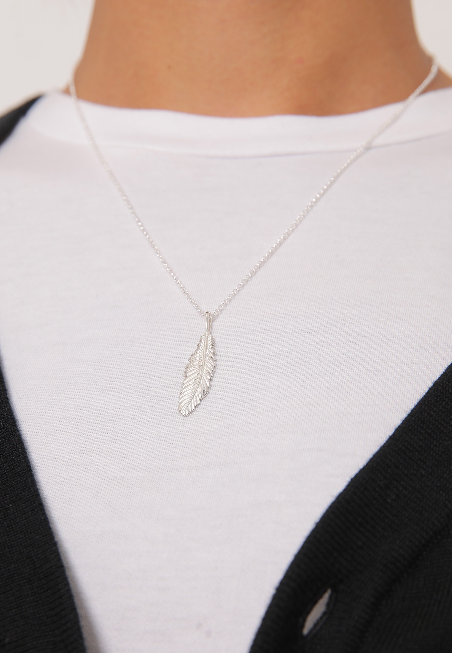 Kuzzoi Kette mit Anhänger »Halskette Herren Feder Vogel 925 Silber«