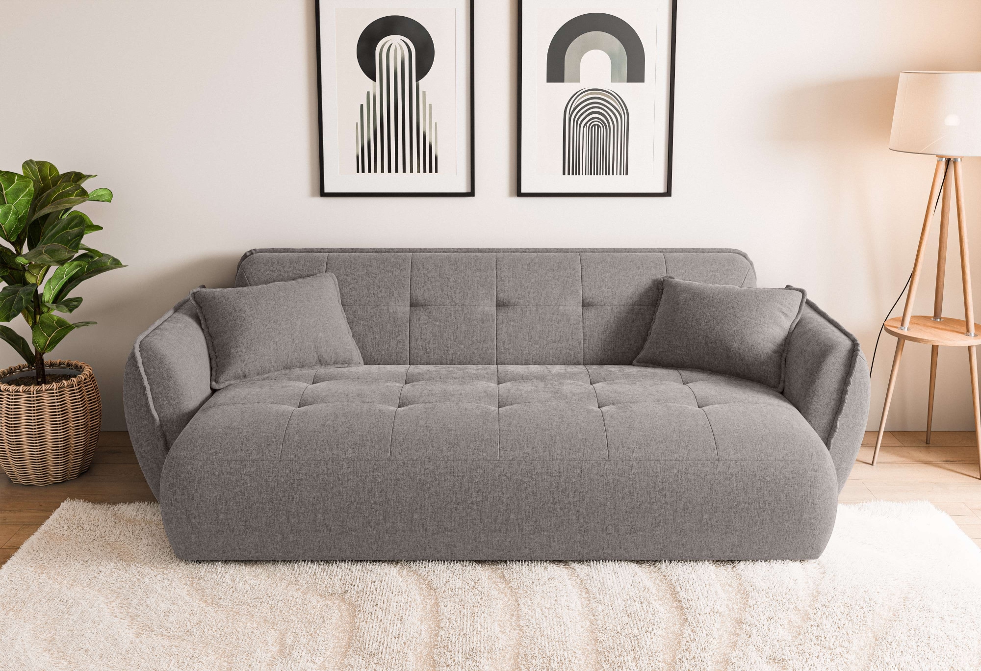 Home affaire Big-Sofa »MIRELDA Design-Sofa mit Steppungen, hoher Sitzkomfort, Breite 251 cm« elegant und bequem, enthält 2 Zierkissen, belastbar bis 480kg
