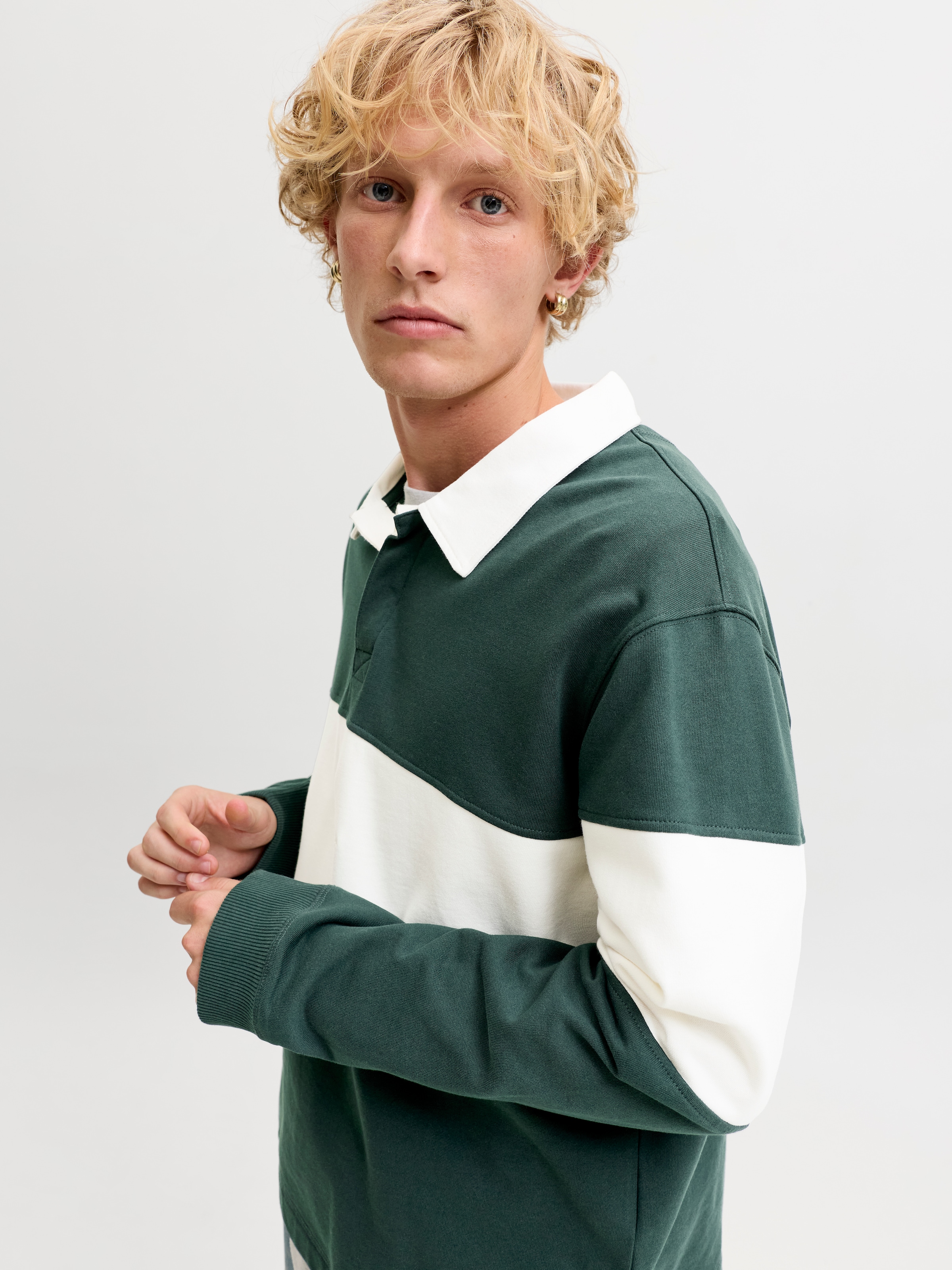 Jack & Jones Sweatshirt »JORFREDERIKSBERG BLOCKING SWEAT POLO SN«, Baumwolle, relaxed fit
