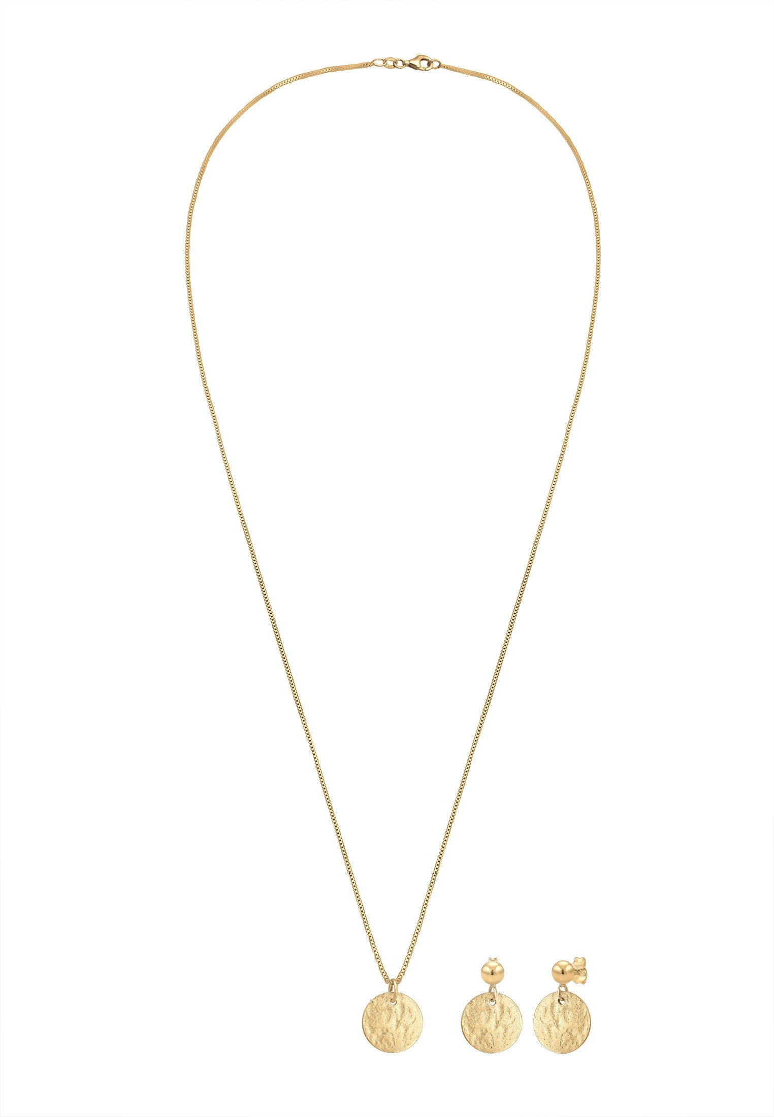 Elli Ohrring und Ketten Set »Schmuckset Plättchen Organic Kette Ohrhänger 925 Silber«