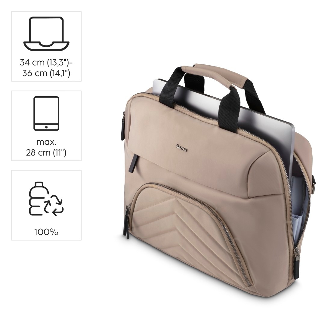 Hama Laptoptasche »Laptoptasche für 13,3" - 14,1" (Tragegurt, Tabletfach, 3 extra Fächer)«, Universell, nachhaltig, umweltbewusst