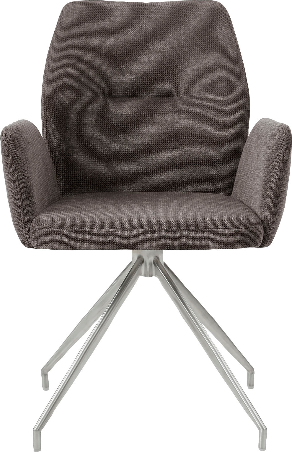 SalesFever Esszimmerstuhl »Taormina Armlehnstuhl, Gestell Edelstahl silber«, 1 St., Strukturstoff, Esszimmersessel, 180° Drehfunktion, Gestell aus rostfreiem Edelstahl