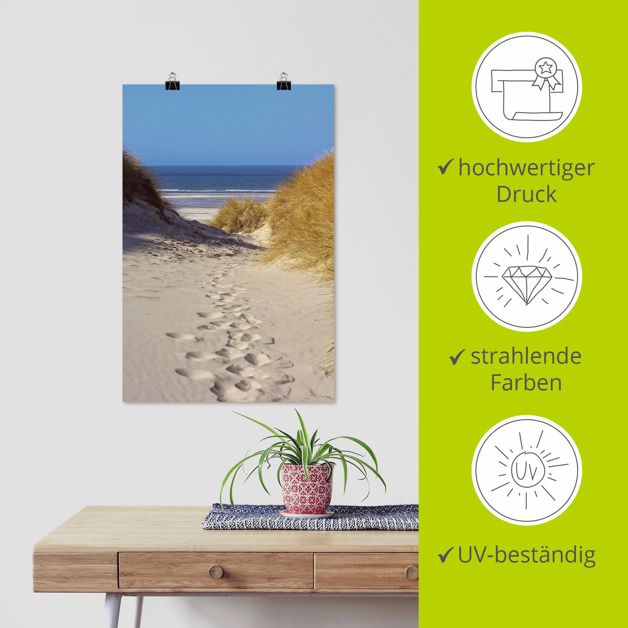Artland Poster »Weg zum Strand II«, Strand, (1 St.)